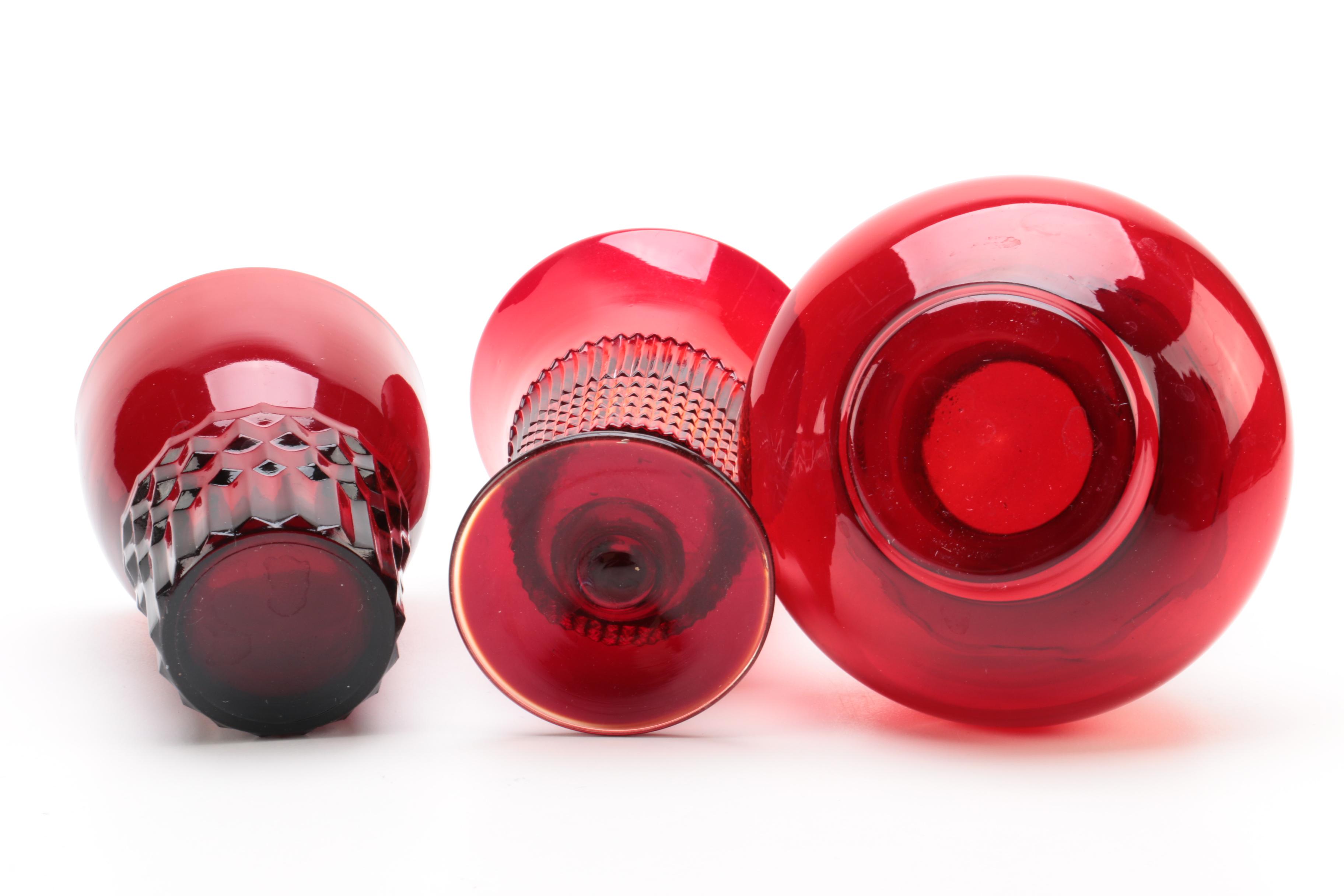 Glassware Including Anchor Hocking "Ruby Red" and Fenton "Lincoln Inn Ruby Red"