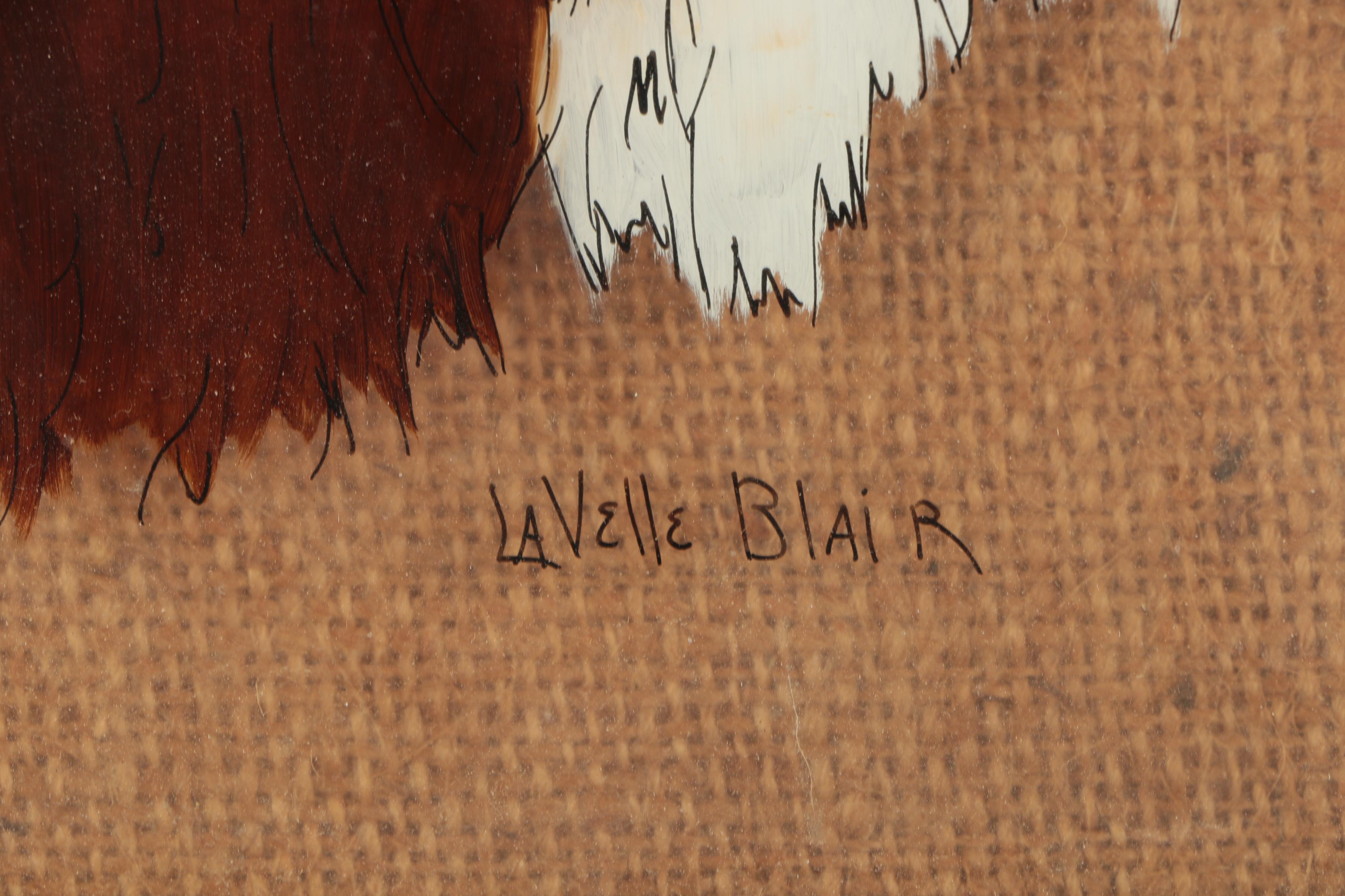 Lavelle Blair Reverse-Glass Painting Bighorn Sheep Portrait