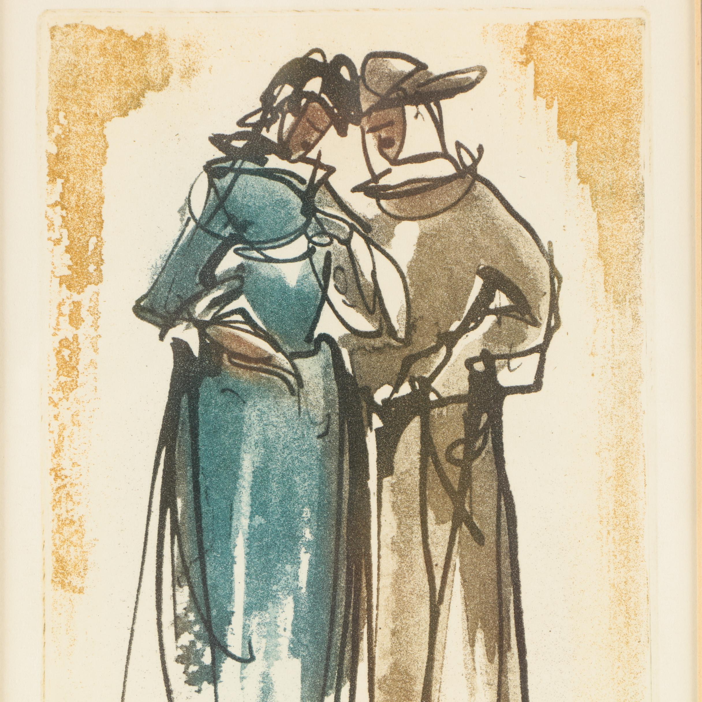 Abstract Aquatint Etching à la Poupeée