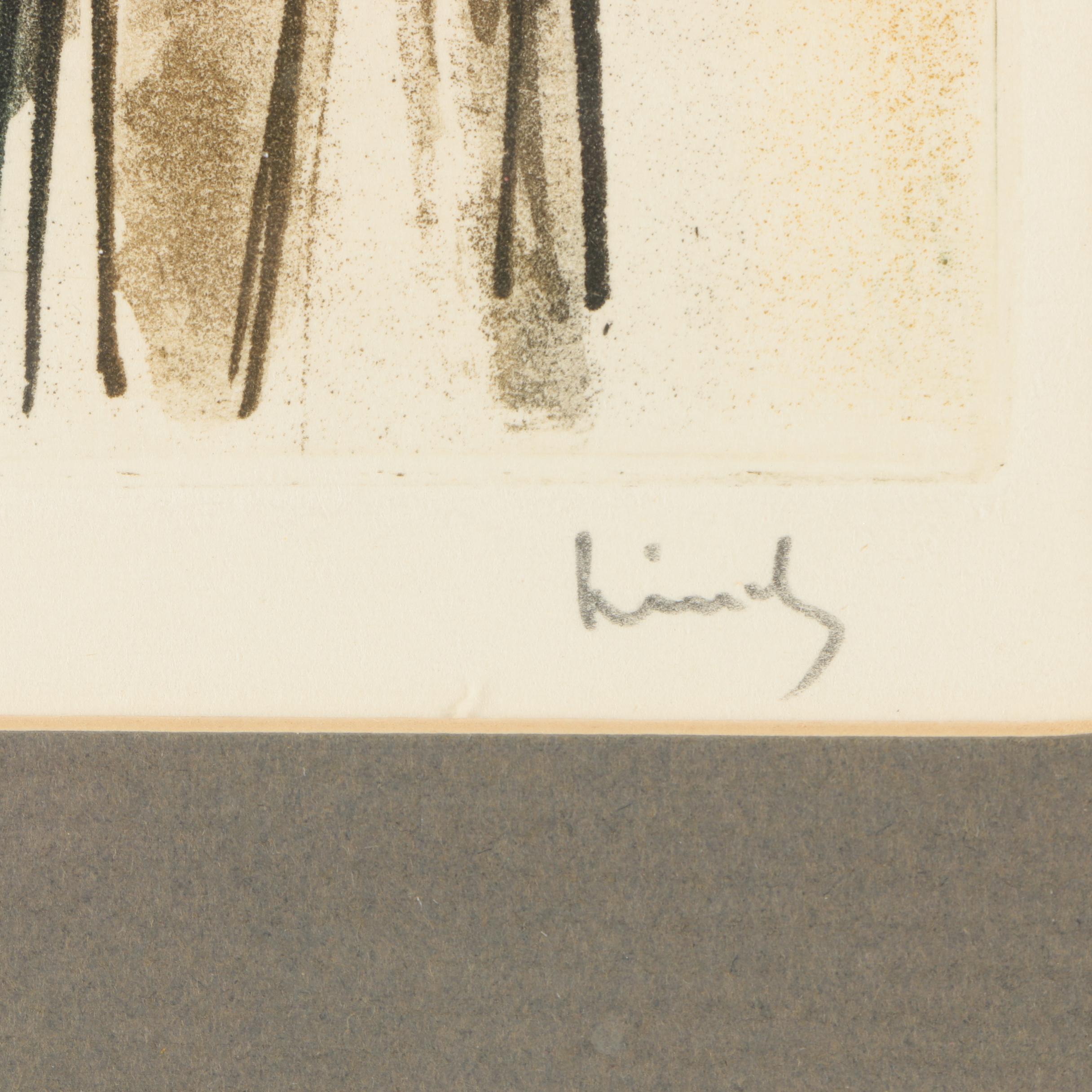 Abstract Aquatint Etching à la Poupeée