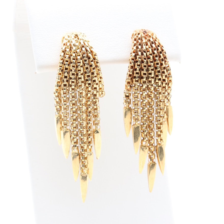 14K Yellow Gold Chain Link Dangle Earrings