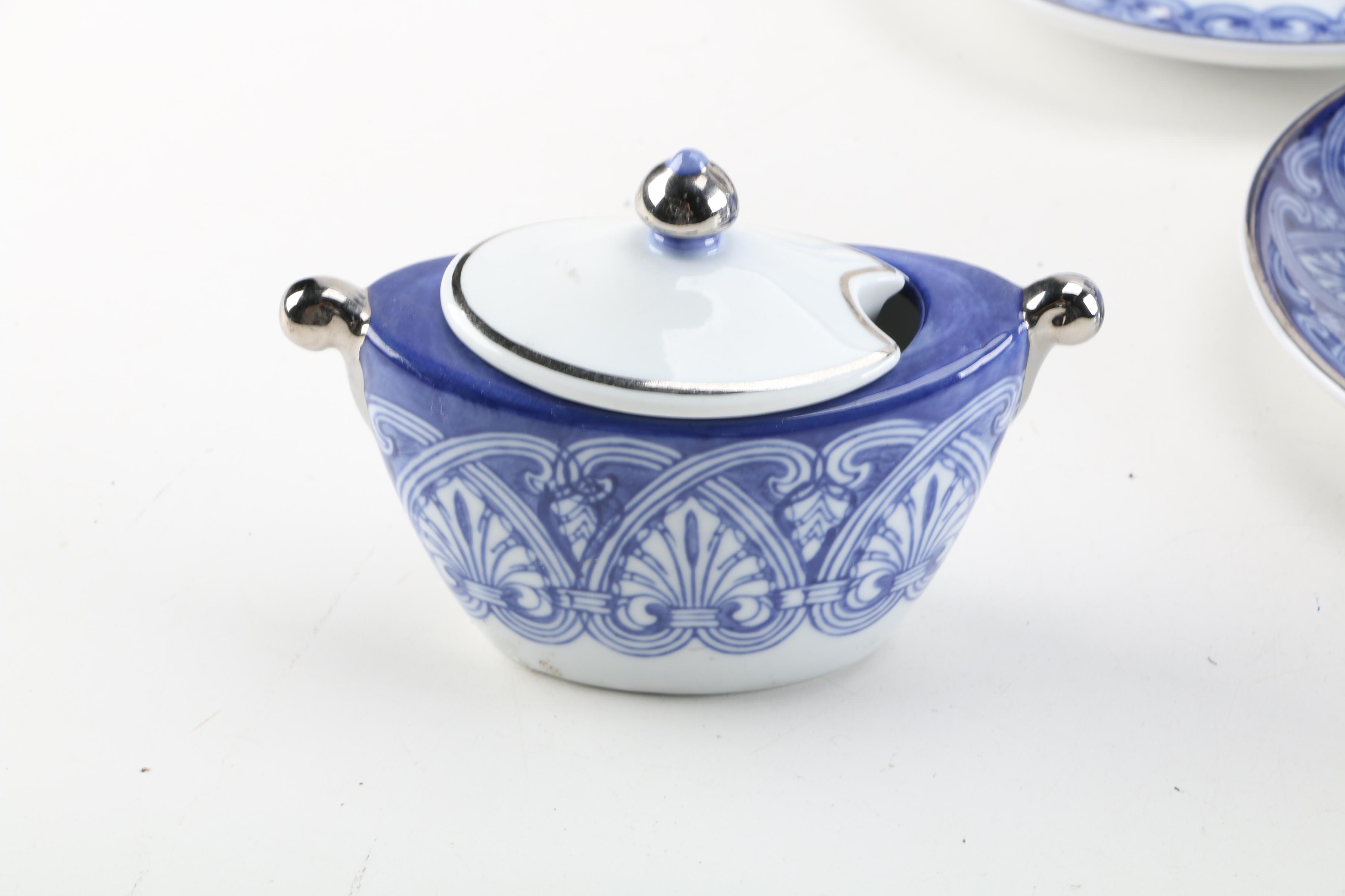 Bombay Company "Tile" Porcelain Coffee and Tea Service