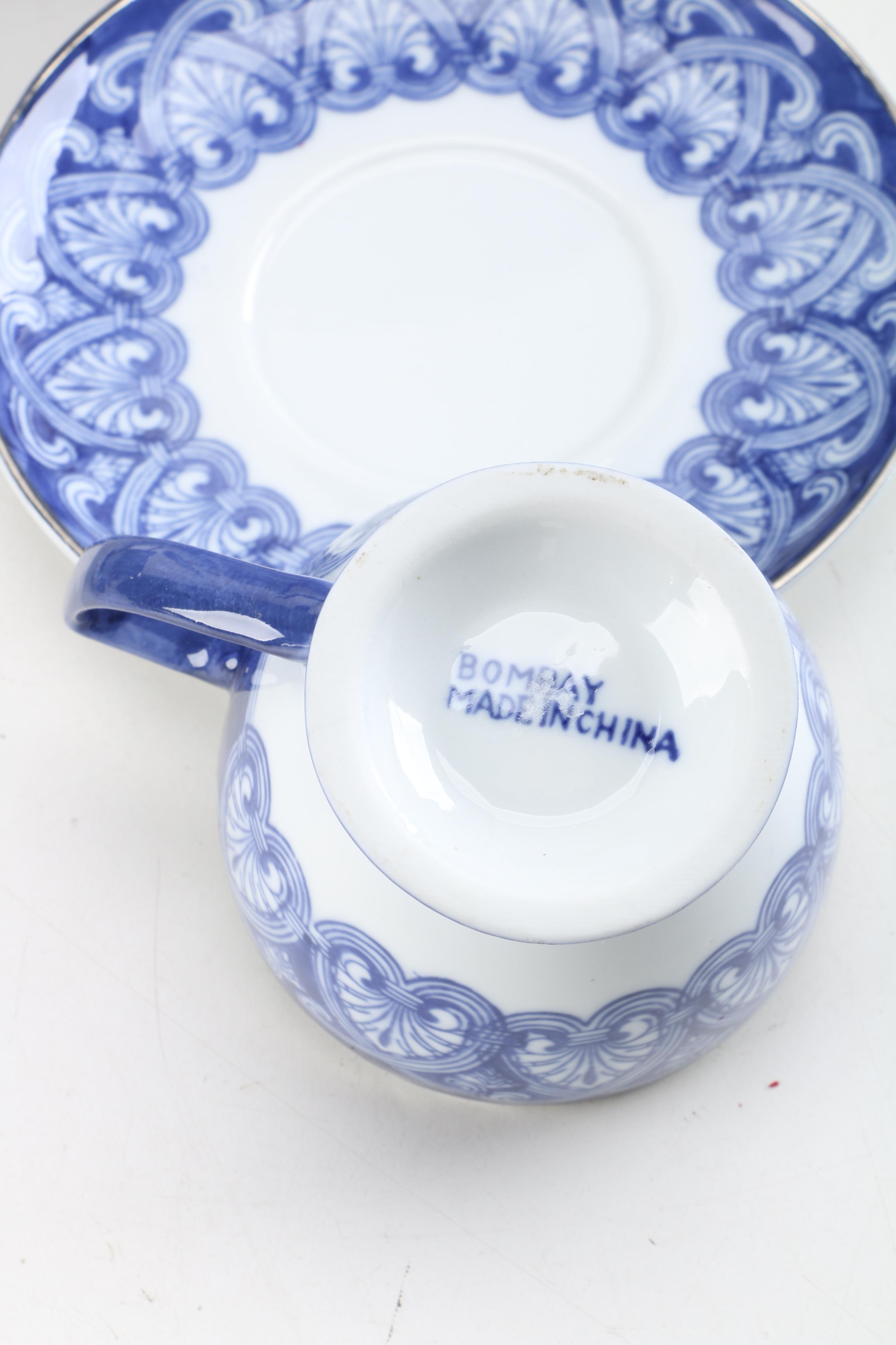 Bombay Company "Tile" Porcelain Coffee and Tea Service