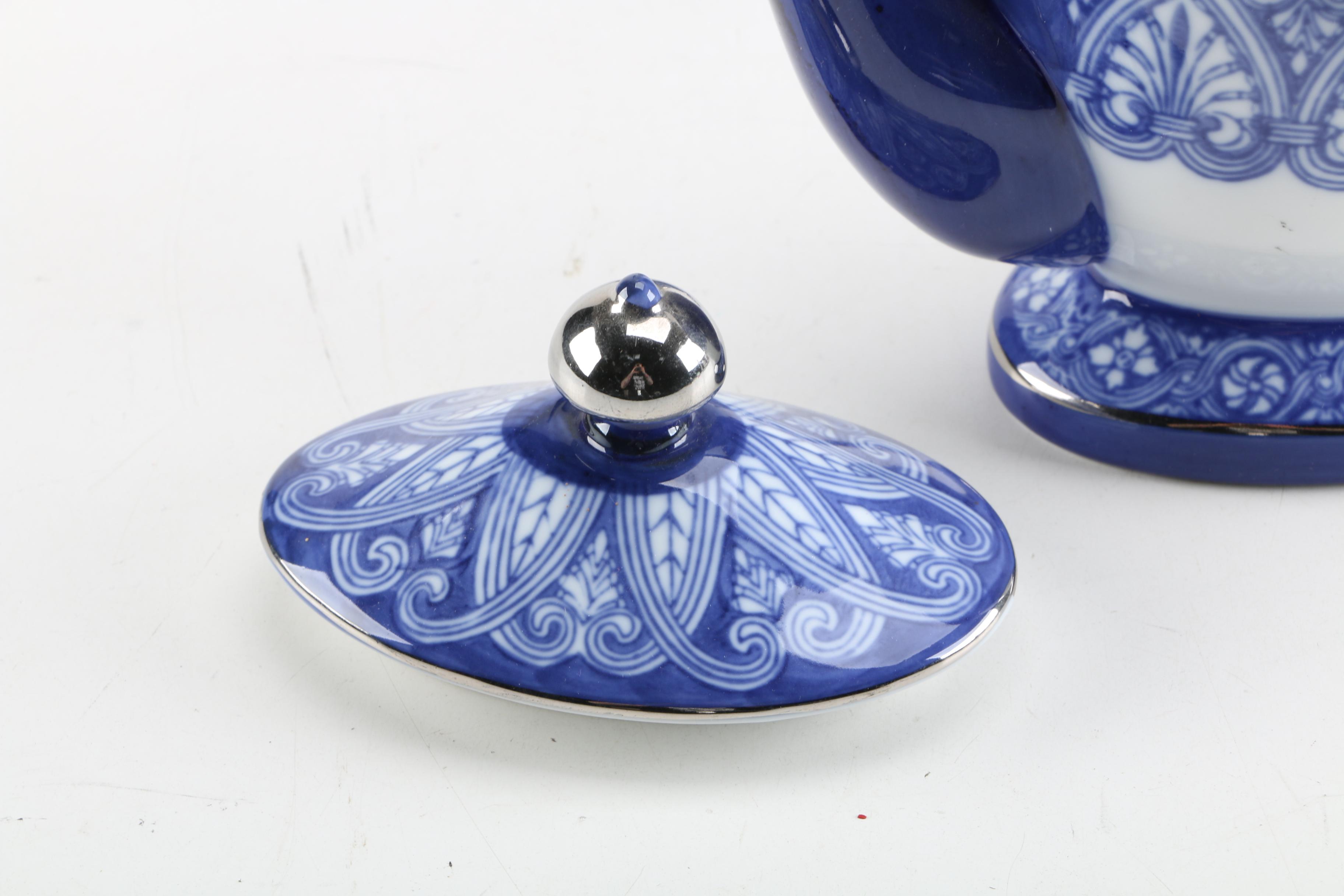 Bombay Company "Tile" Porcelain Coffee and Tea Service