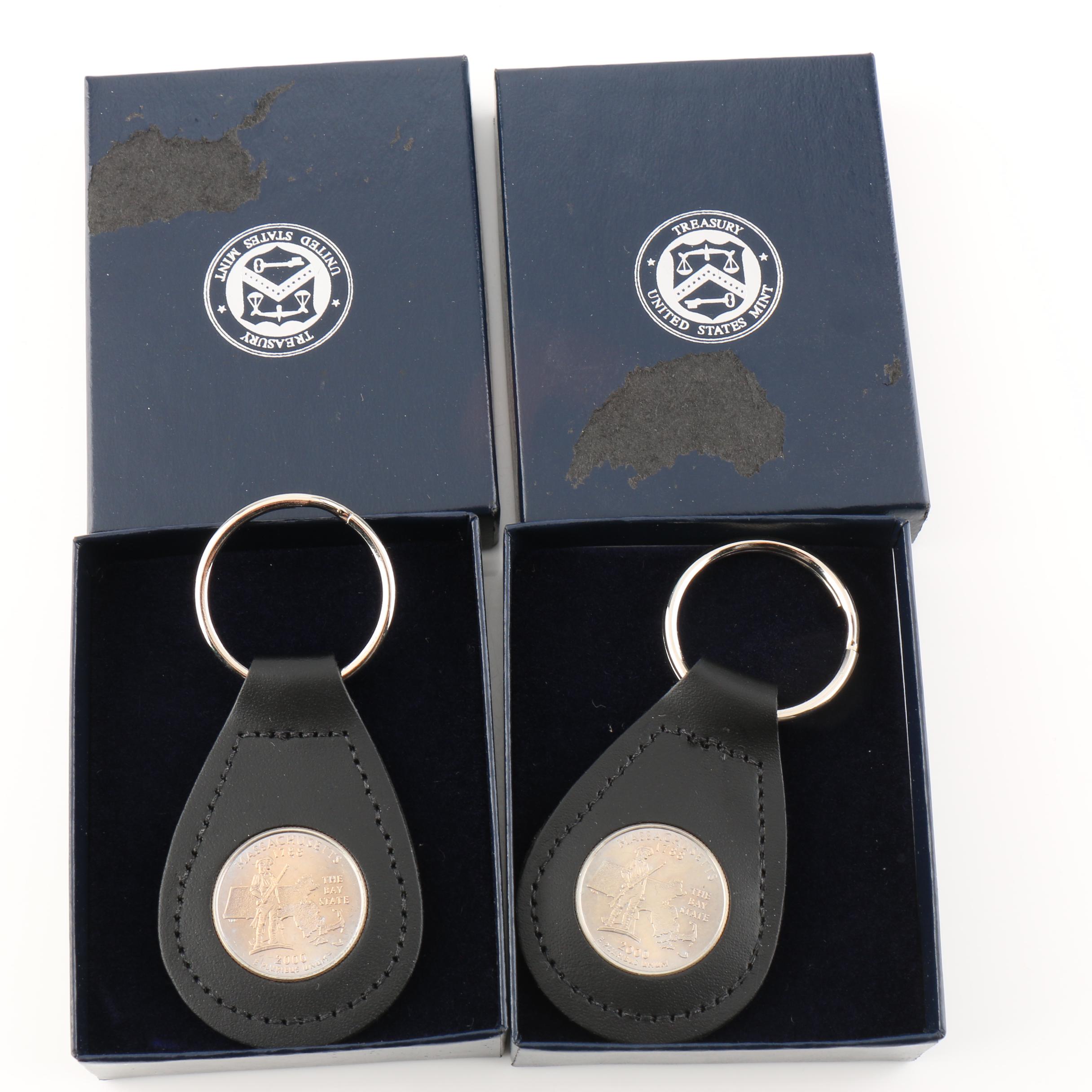 Two U.S. Statehood Quarter Key Rings
