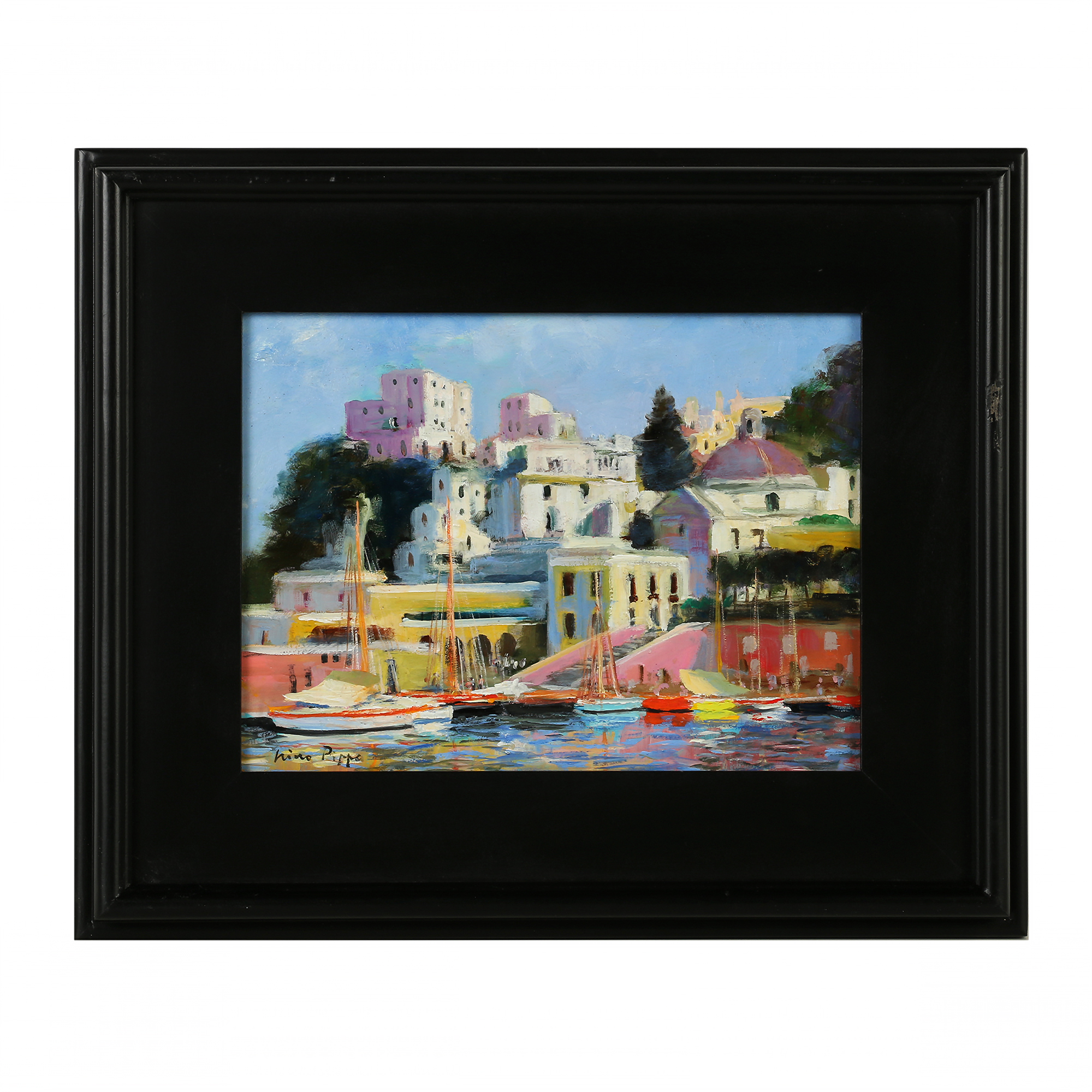 Nino Pippa Oil Painting "Ponza - The Harbor Midsummer"
