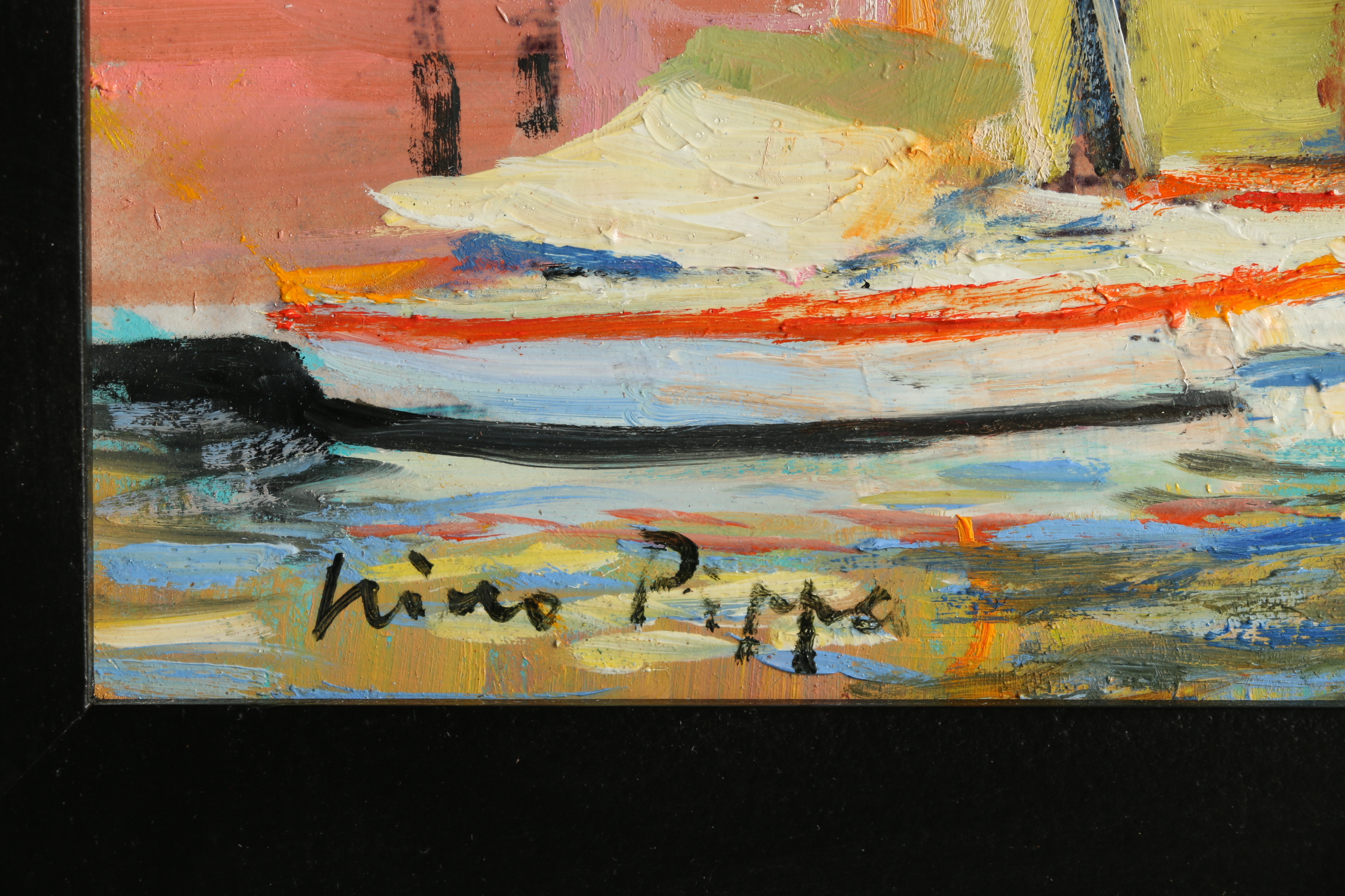 Nino Pippa Oil Painting "Ponza - The Harbor Midsummer"