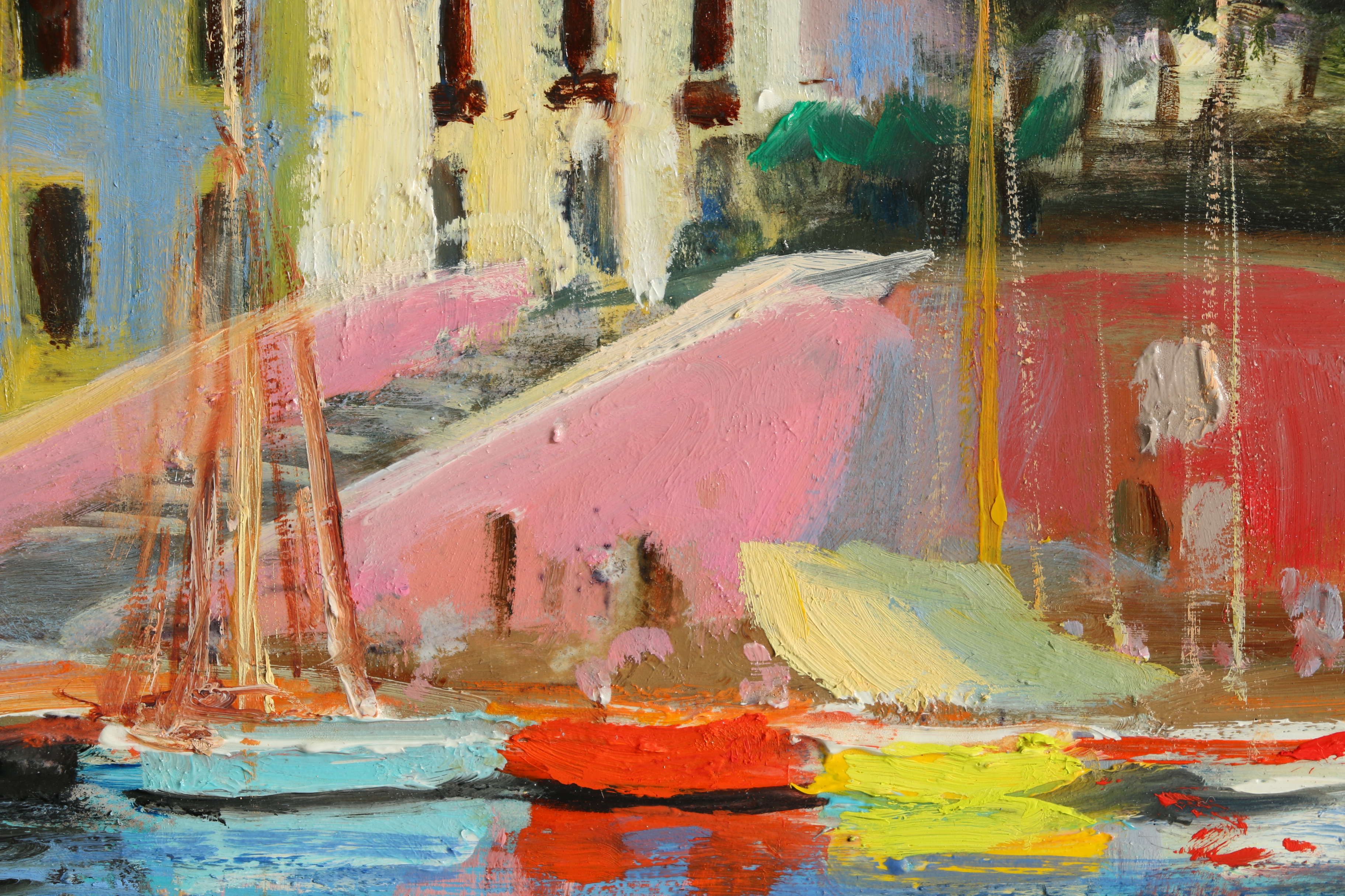 Nino Pippa Oil Painting "Ponza - The Harbor Midsummer"