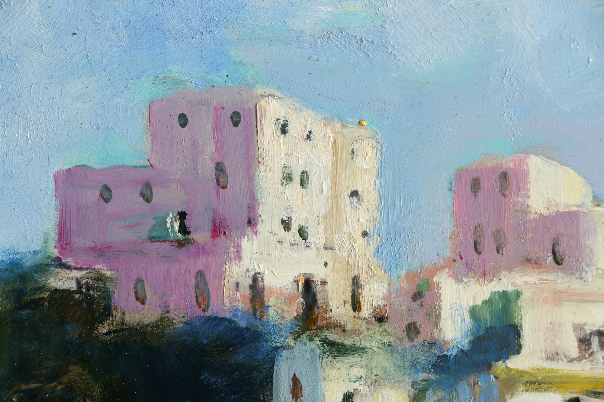 Nino Pippa Oil Painting "Ponza - The Harbor Midsummer"