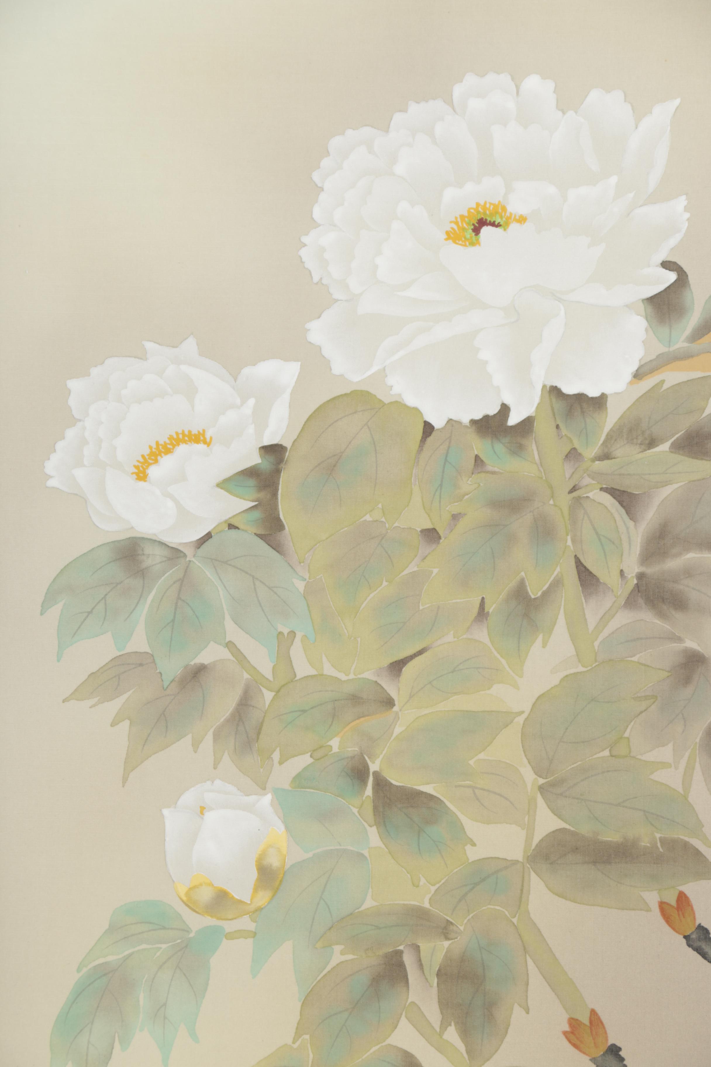 East Asian Hanging Scroll of Flowers
