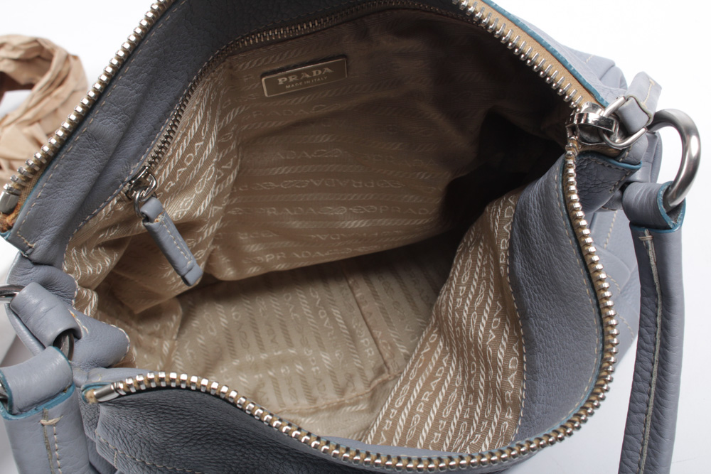 Prada Grey Leather Purse