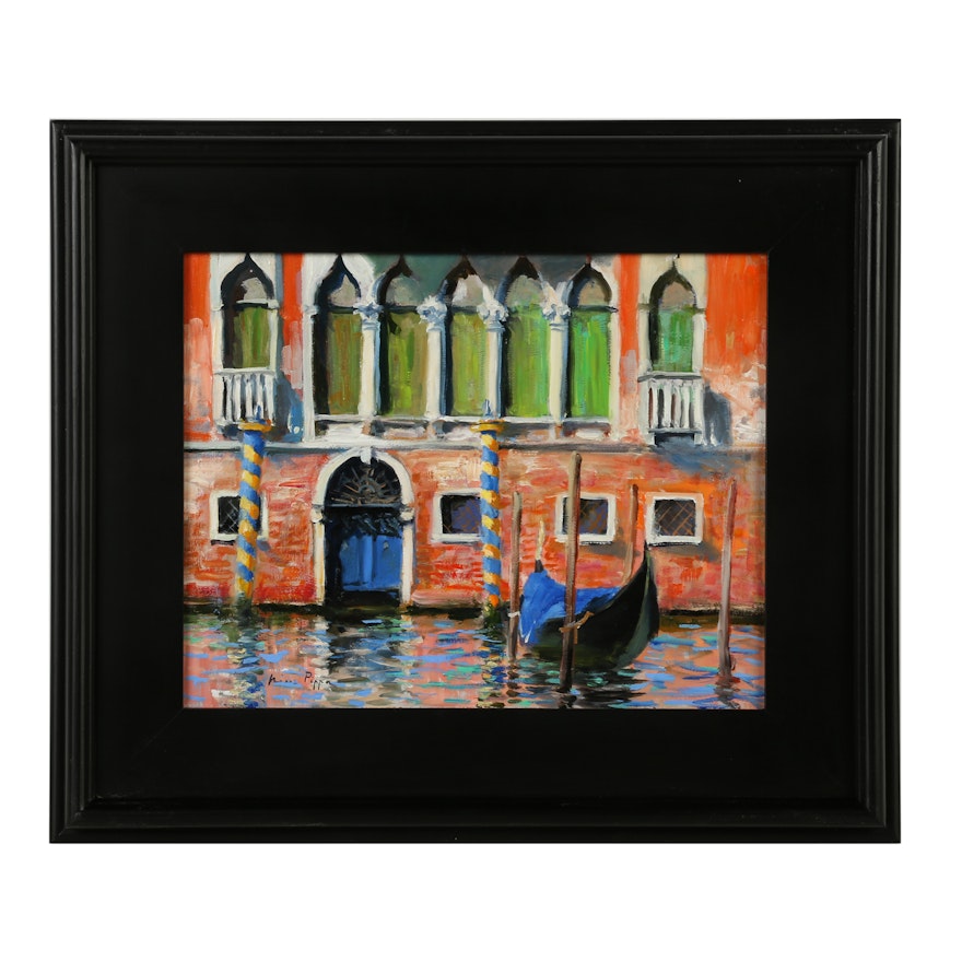 Nino Pippa Oil Painting "Venice - Palazzo Facade on the Grand Canal"