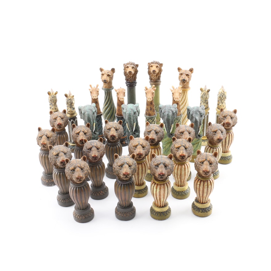 African Animal-Themed Chess Pieces