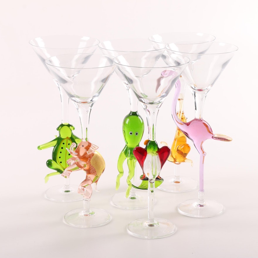 Martini Glasses with Animal Shaped Stems