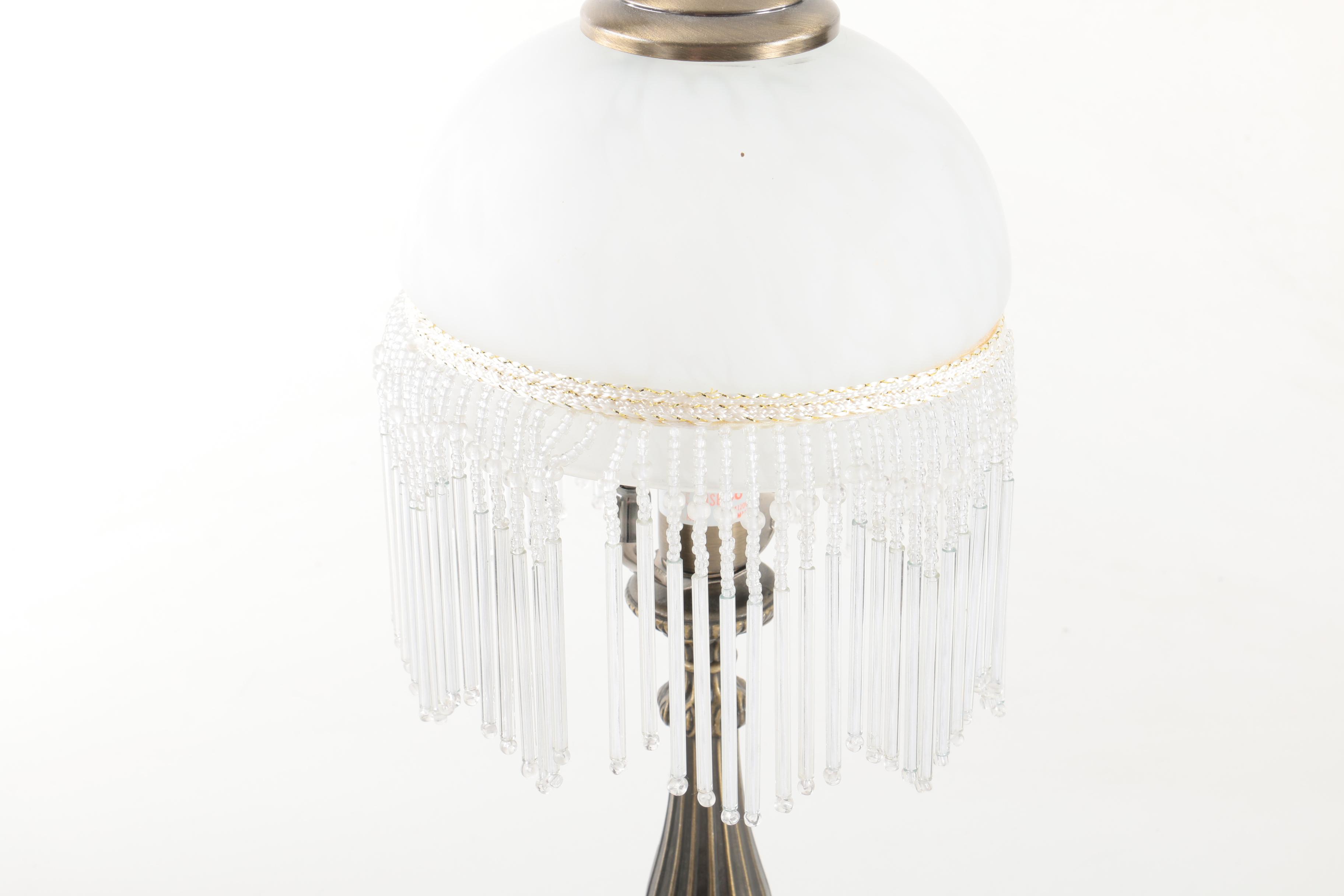 Table Lamp with Beaded Glass Shade