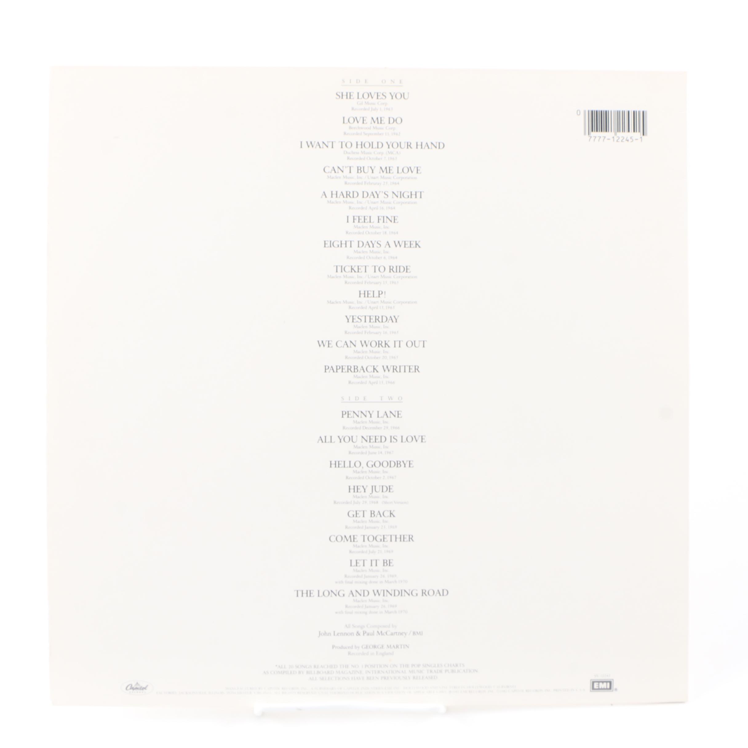 1986 The Beatles "20 Greatest Hits" Capitol "Nostalgia Rainbow" Record Pressing