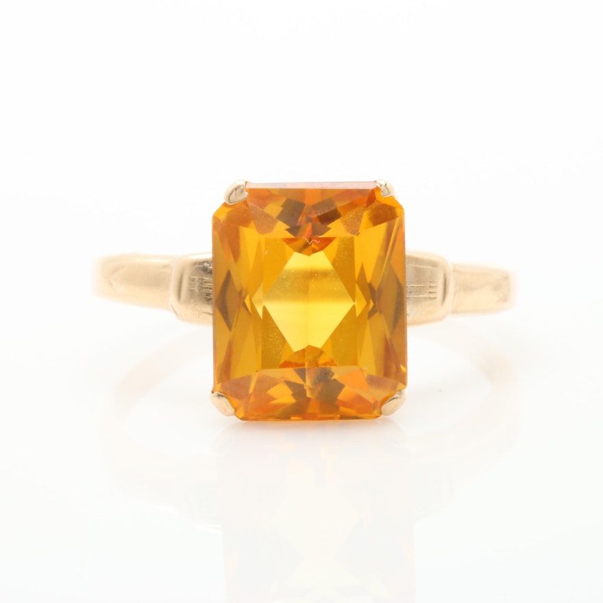 10K Yellow Gold Synthetic Yellow Sapphire Ring