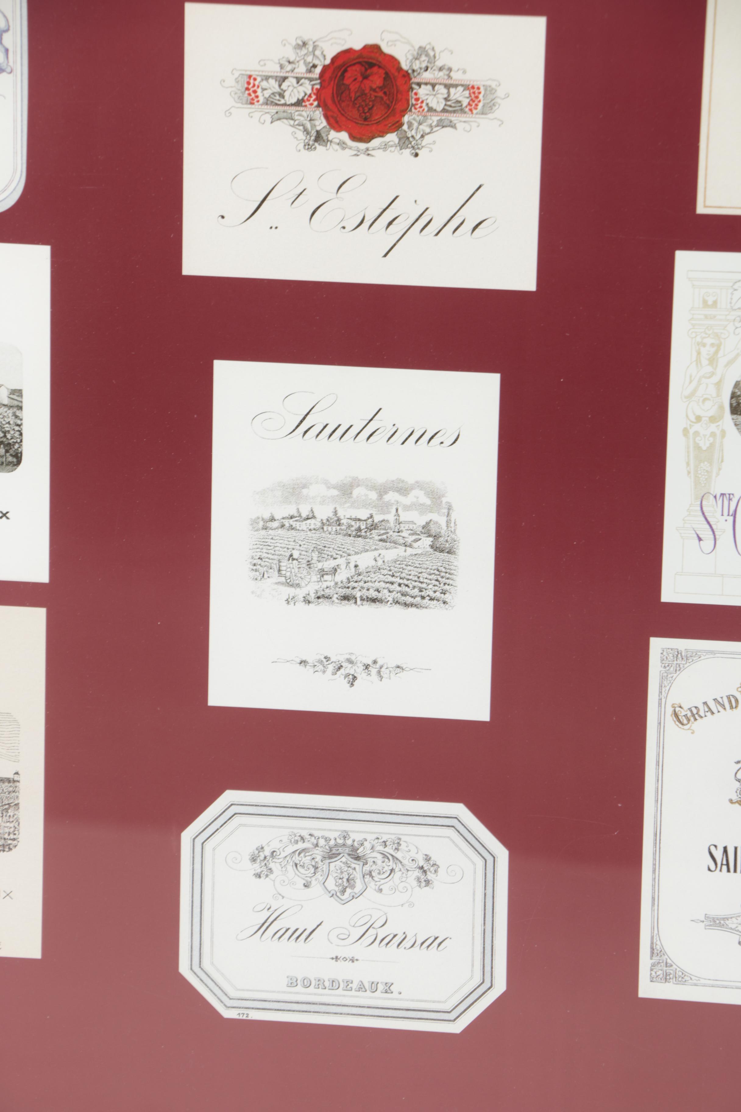 Giclée Poster Print Featuring French Bordeaux Wine Labels