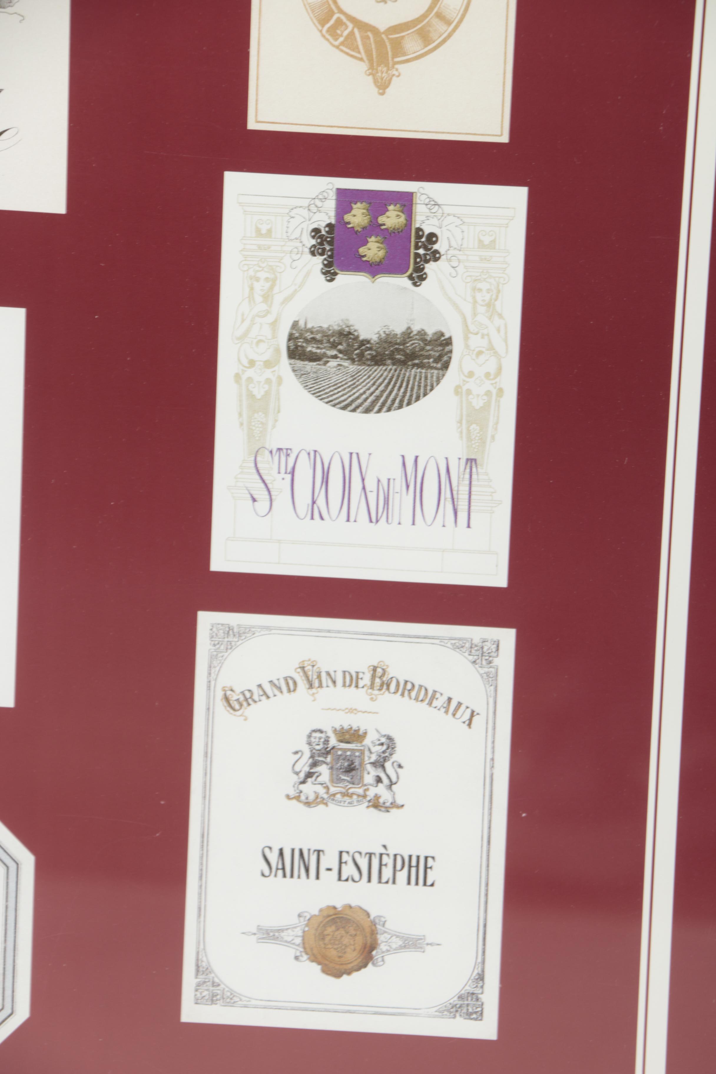 Giclée Poster Print Featuring French Bordeaux Wine Labels