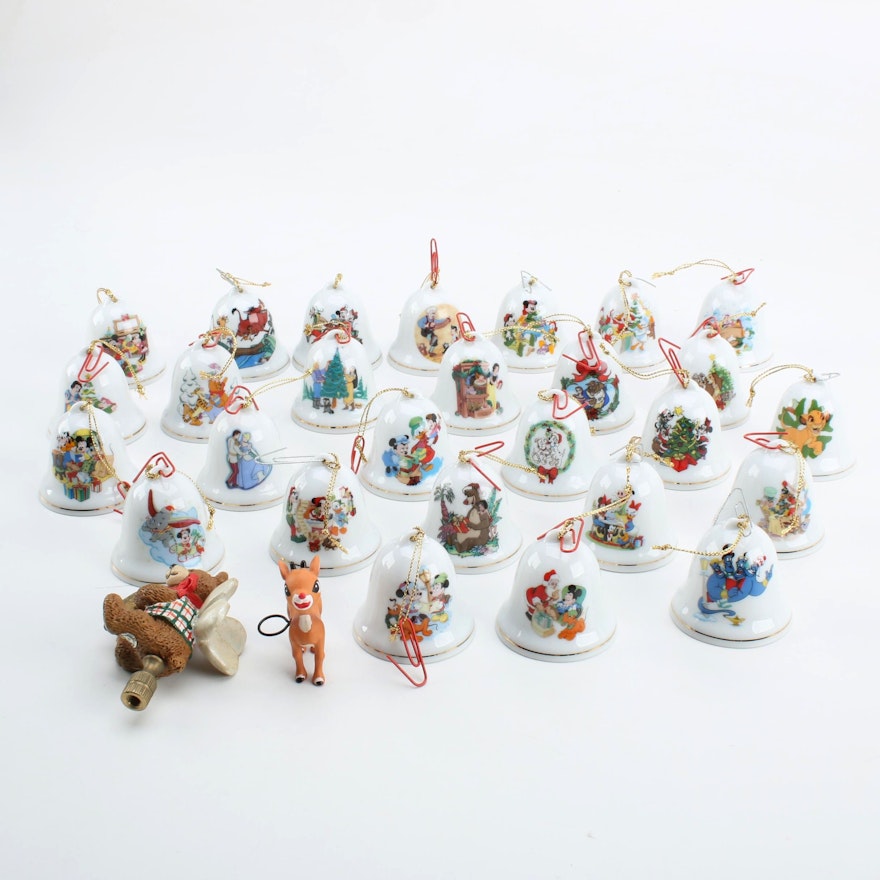 "Grolier Collectibles" Disney Porcelain Bells and Ornaments