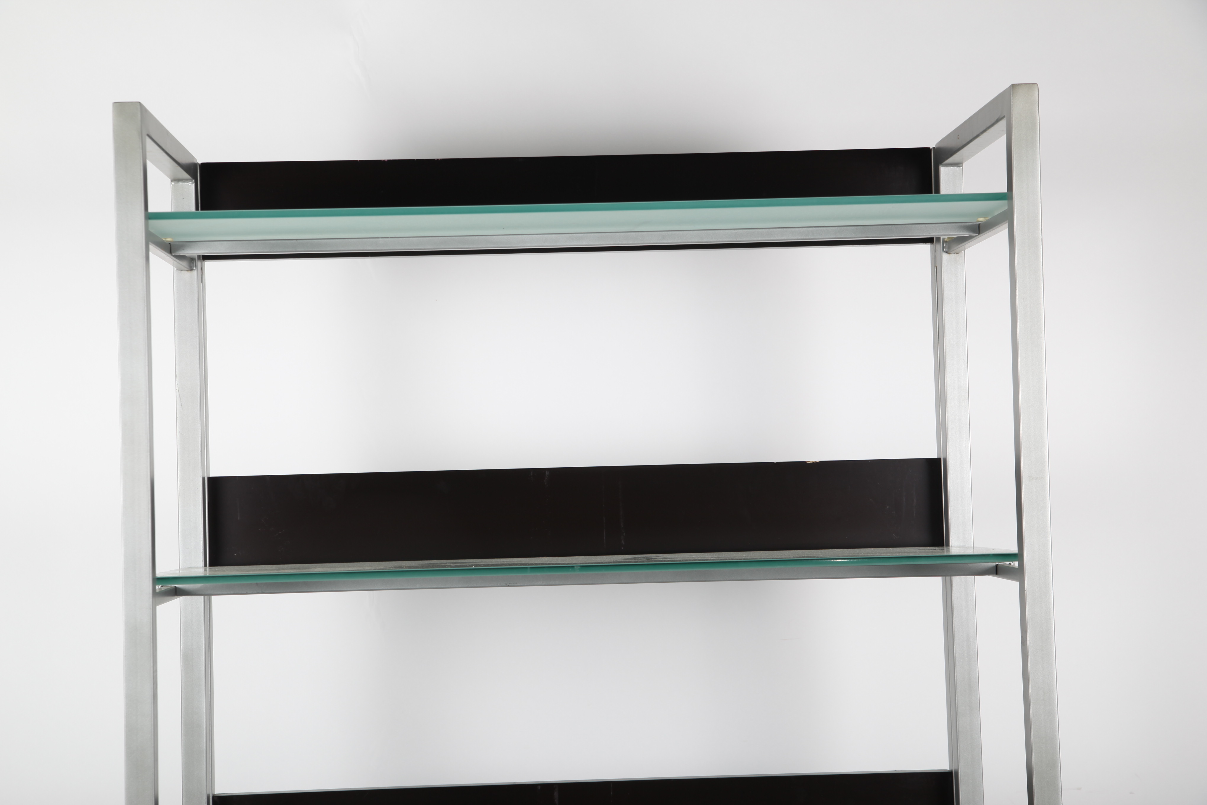 Silver Tone Bookcase with Glass Shelves
