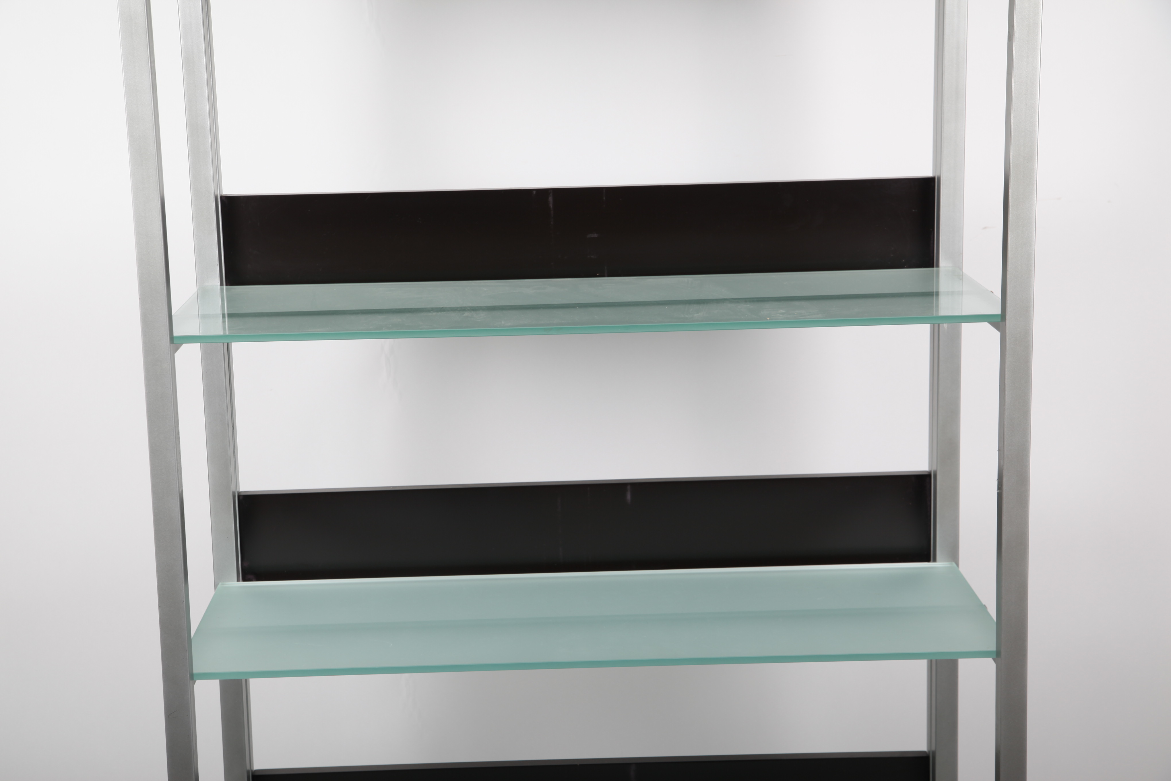 Silver Tone Bookcase with Glass Shelves