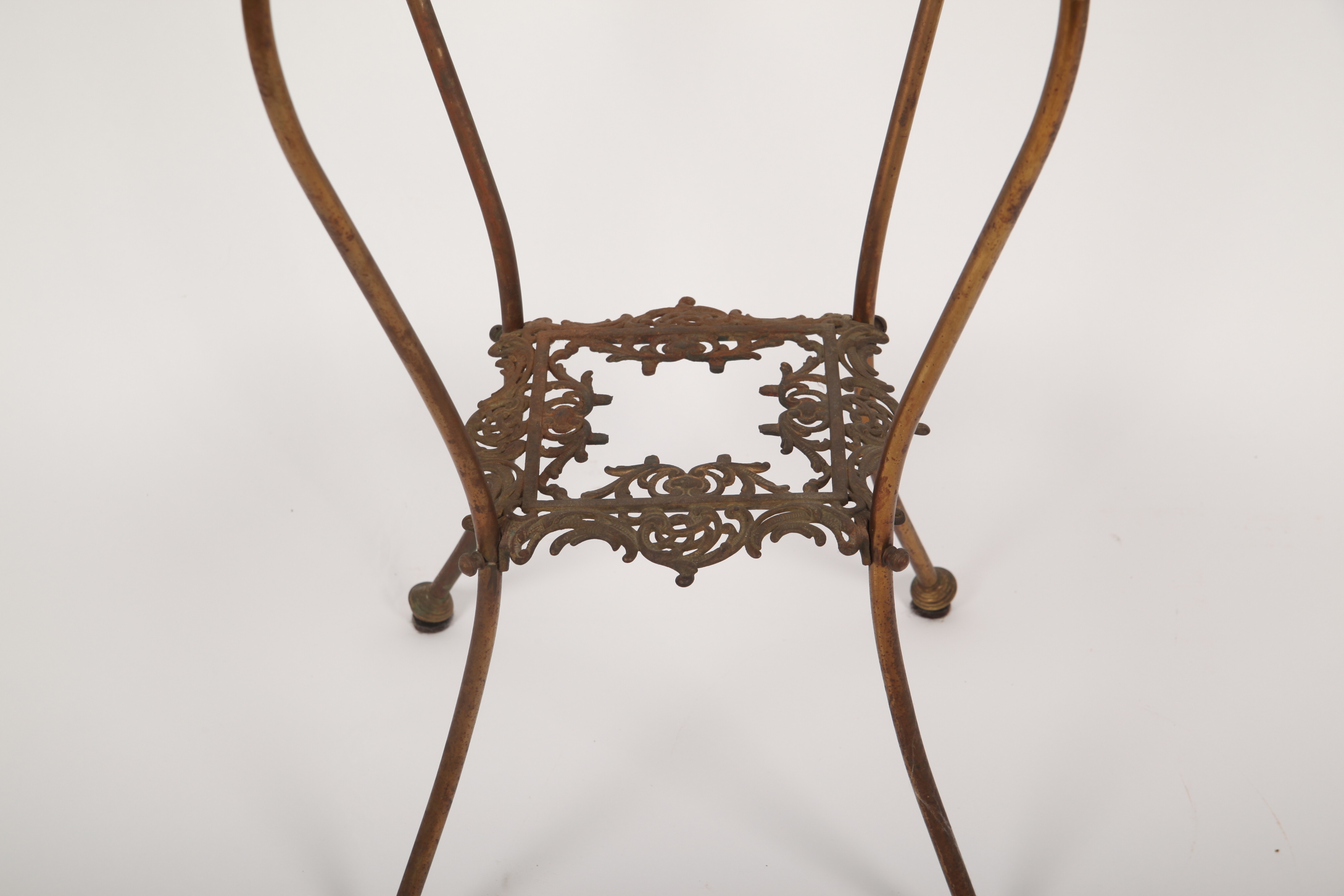 Stone Top Metal Filigree Side Table