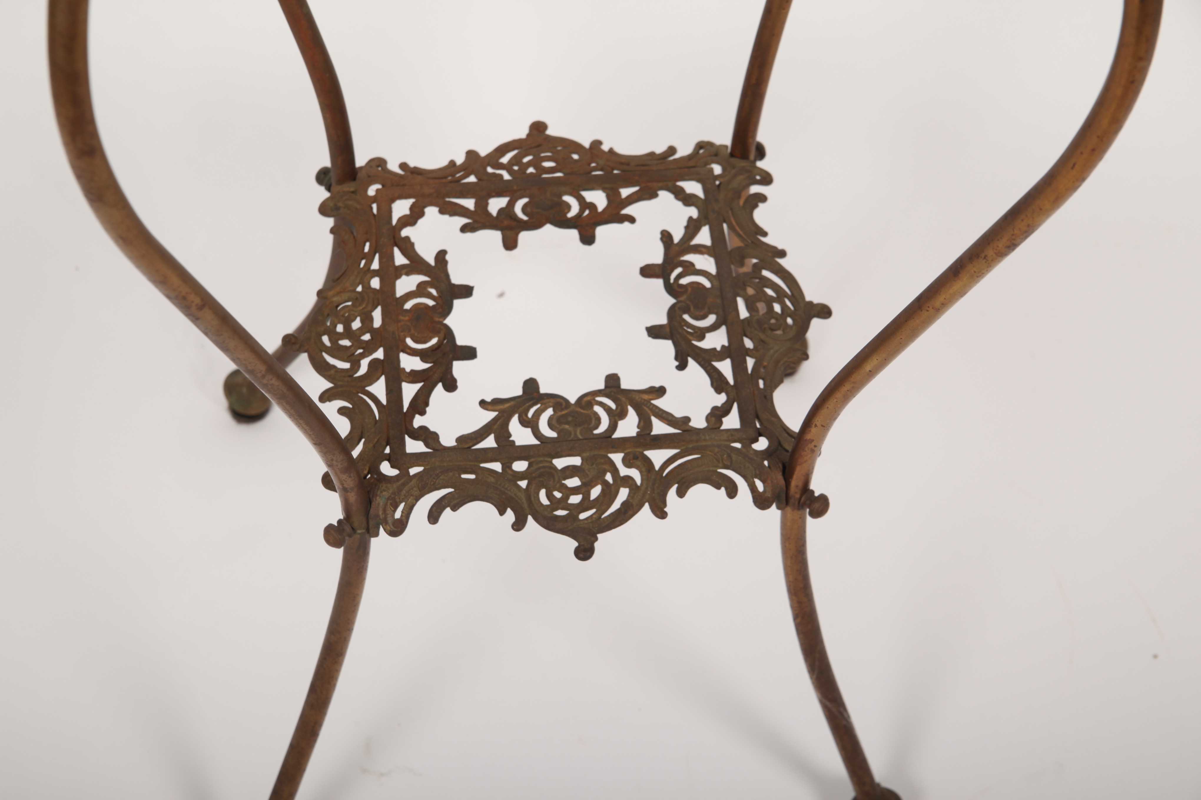 Stone Top Metal Filigree Side Table