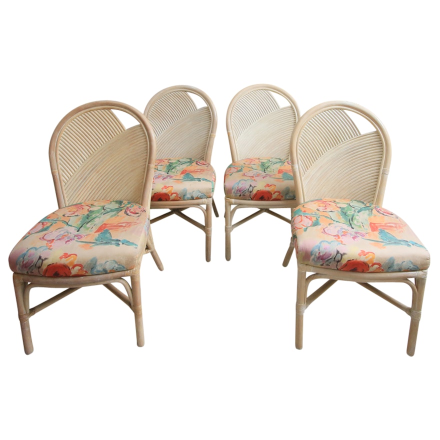 Set of Four Vintage Rattan Dining Chairs