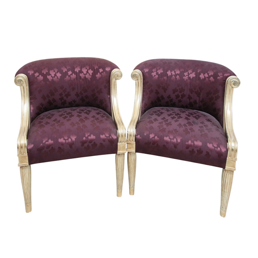 Two Vallois Armchairs by J. Robert Scott with Silk Upholstery