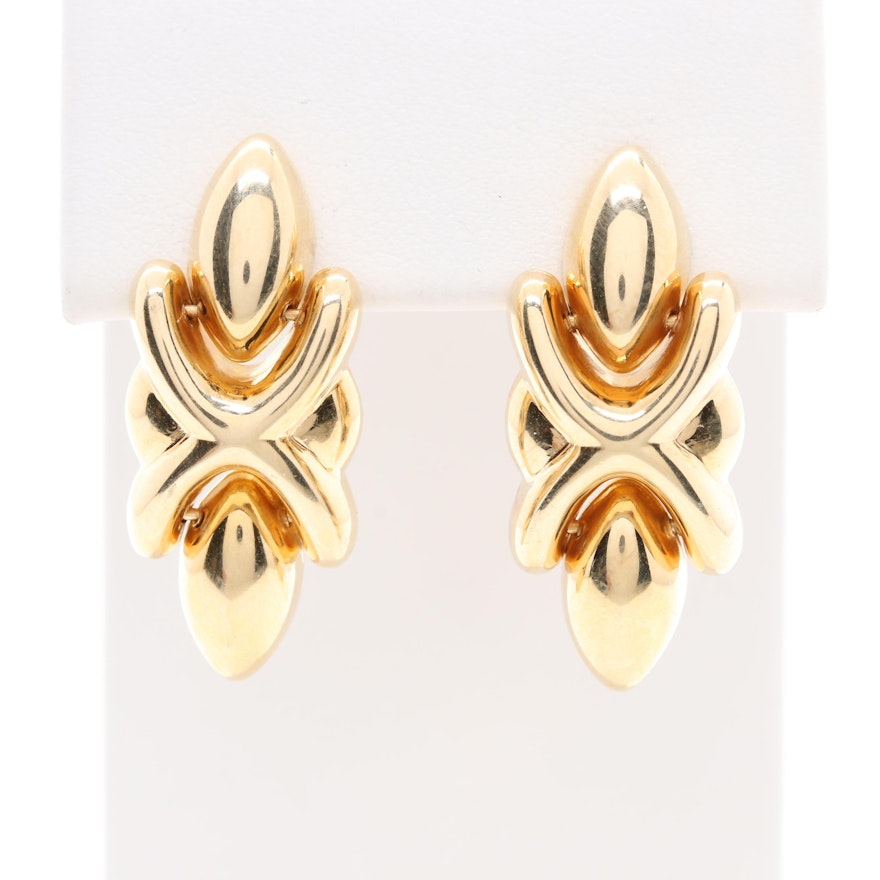 18K Yellow Gold Scalloped Dangle Earrings