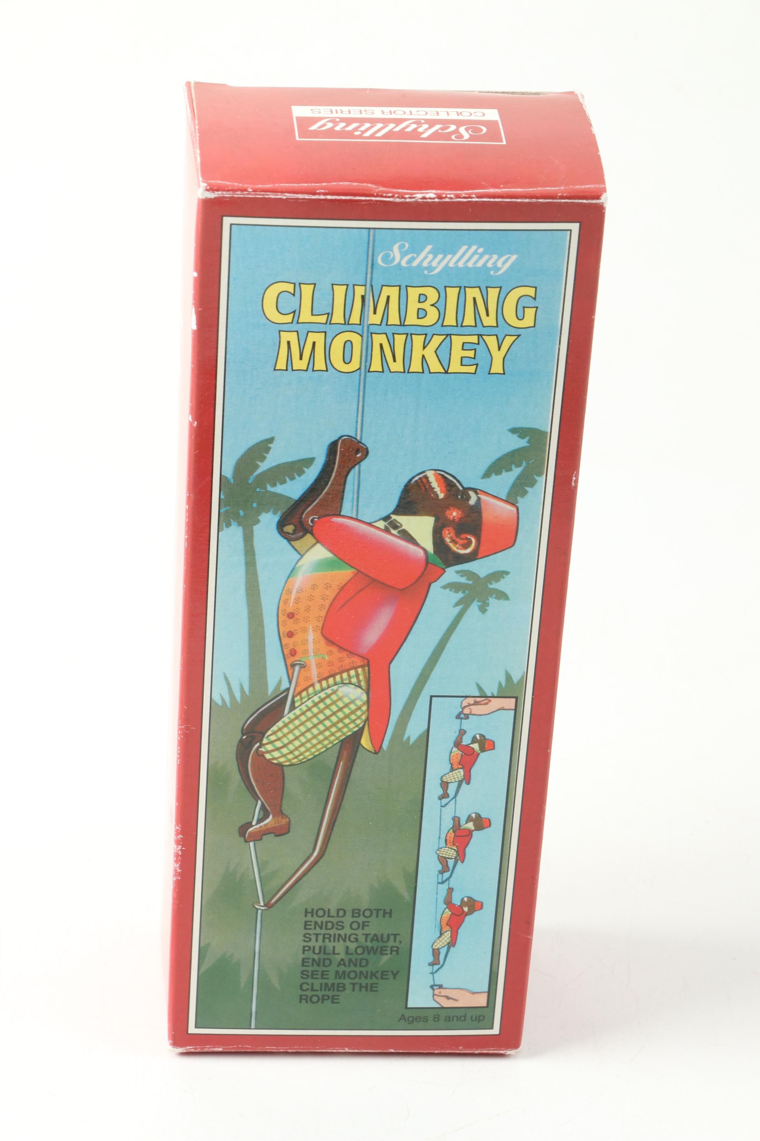 Vintage Schylling "Climbing Monkey" Tin Litho Toy