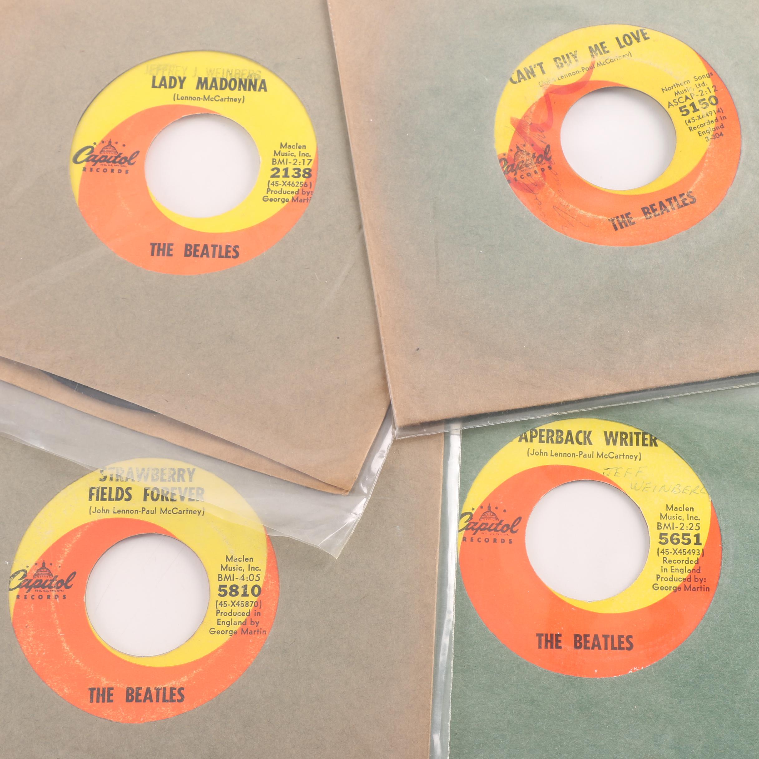 The Beatles US 7" Record Pressing Collection with Picture Sleeves