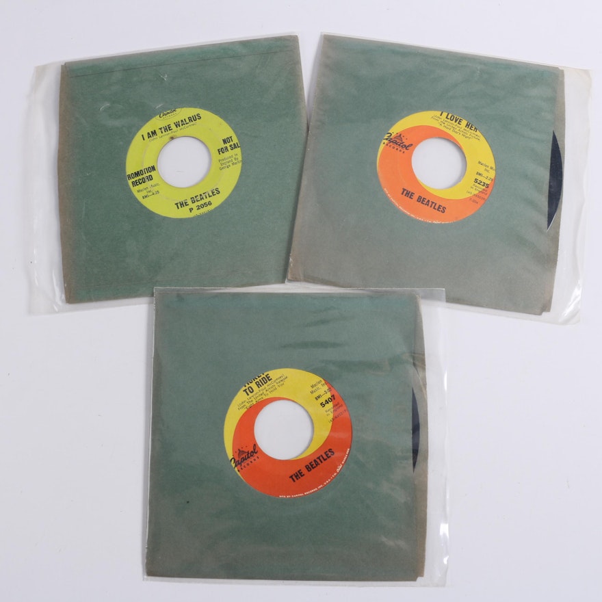 The Beatles Los Angeles 7" Record Collection Including "I Am The Walrus" Promo