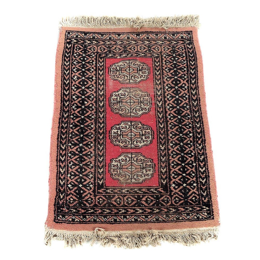 Hand-Knotted Pakistani Bokhara Wool Accent Rug
