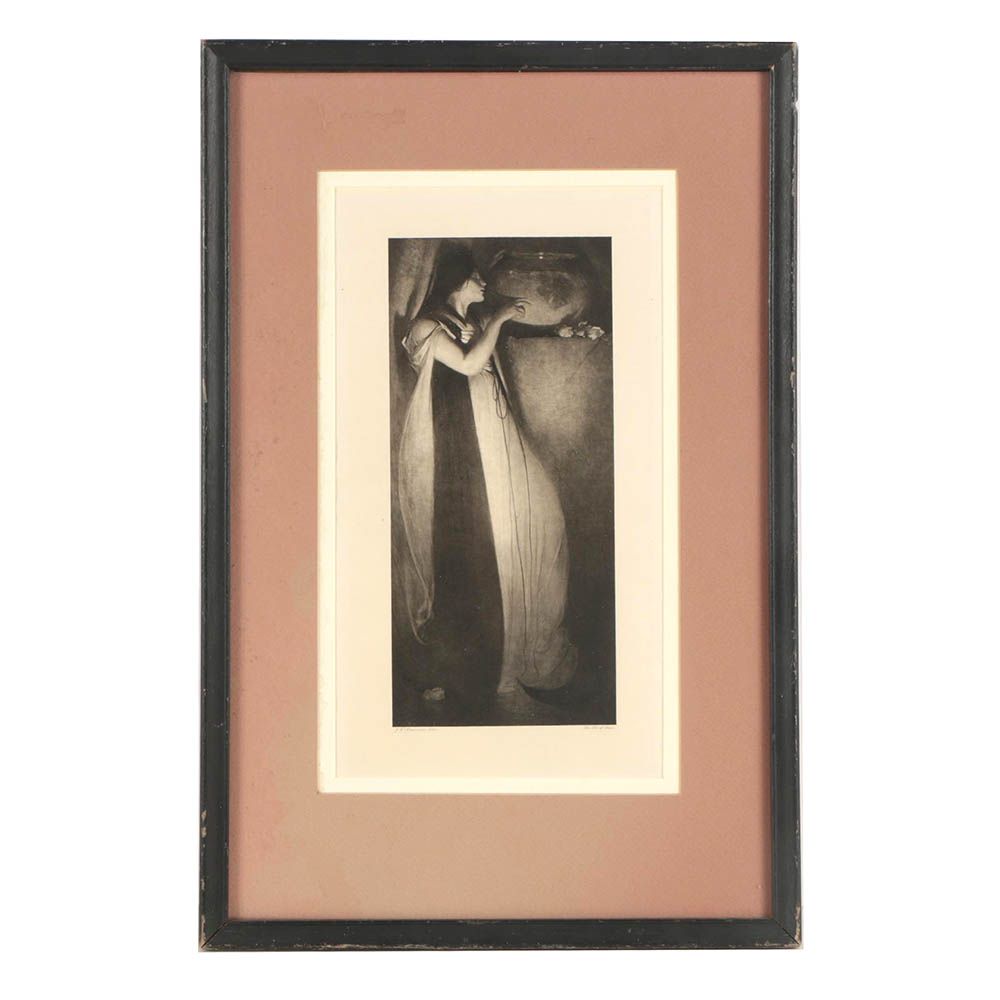 J.W. Alexander Rotogravure Print of William Holman Hunt "Isabella"