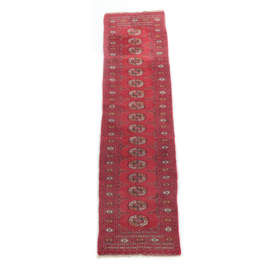 Vintage Hand-Knotted Turkmen Bokhara Wool Carpet Runner
