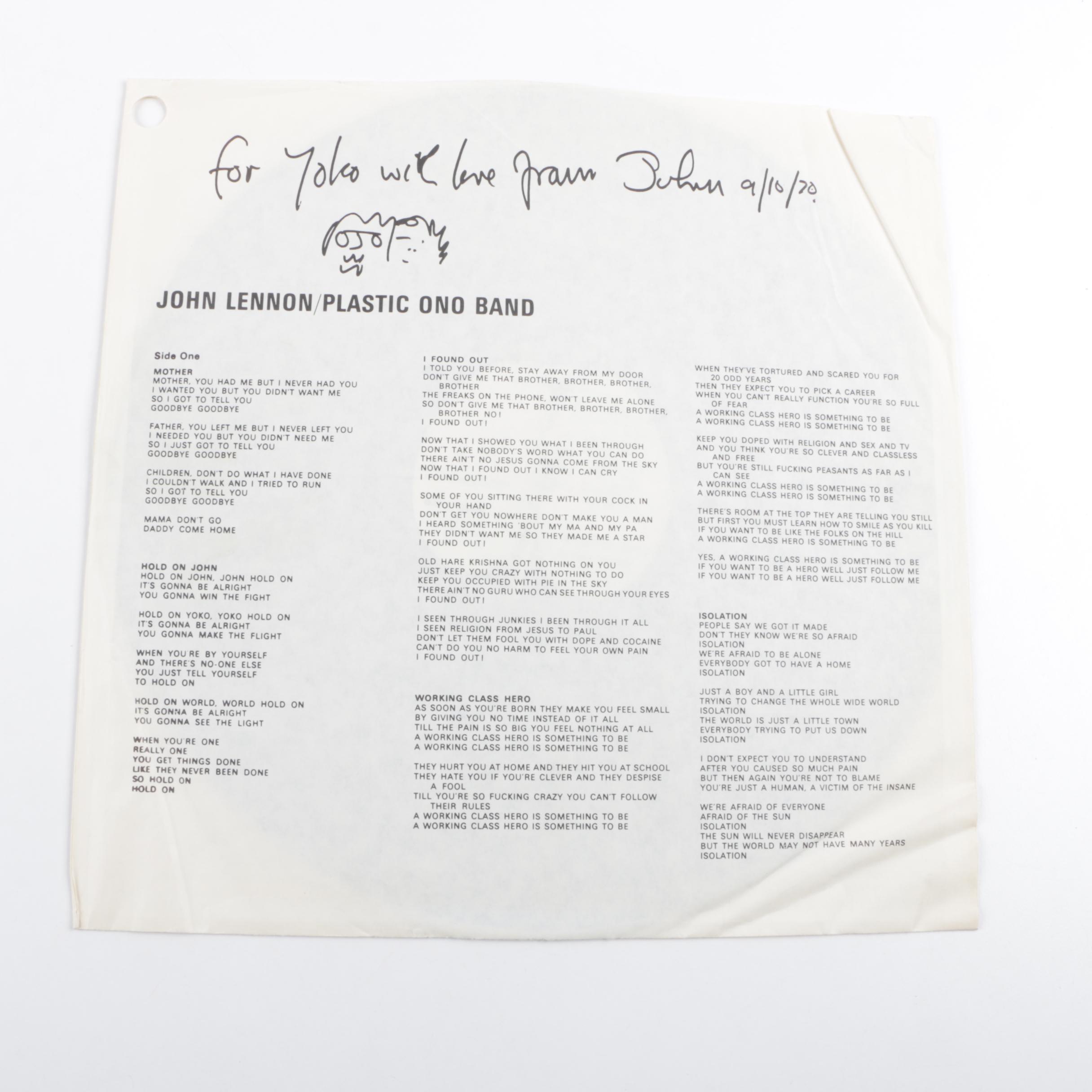 Plastic Ono Band "Live Peace In Toronto 1969" French Mono and "S/T" Promo Record