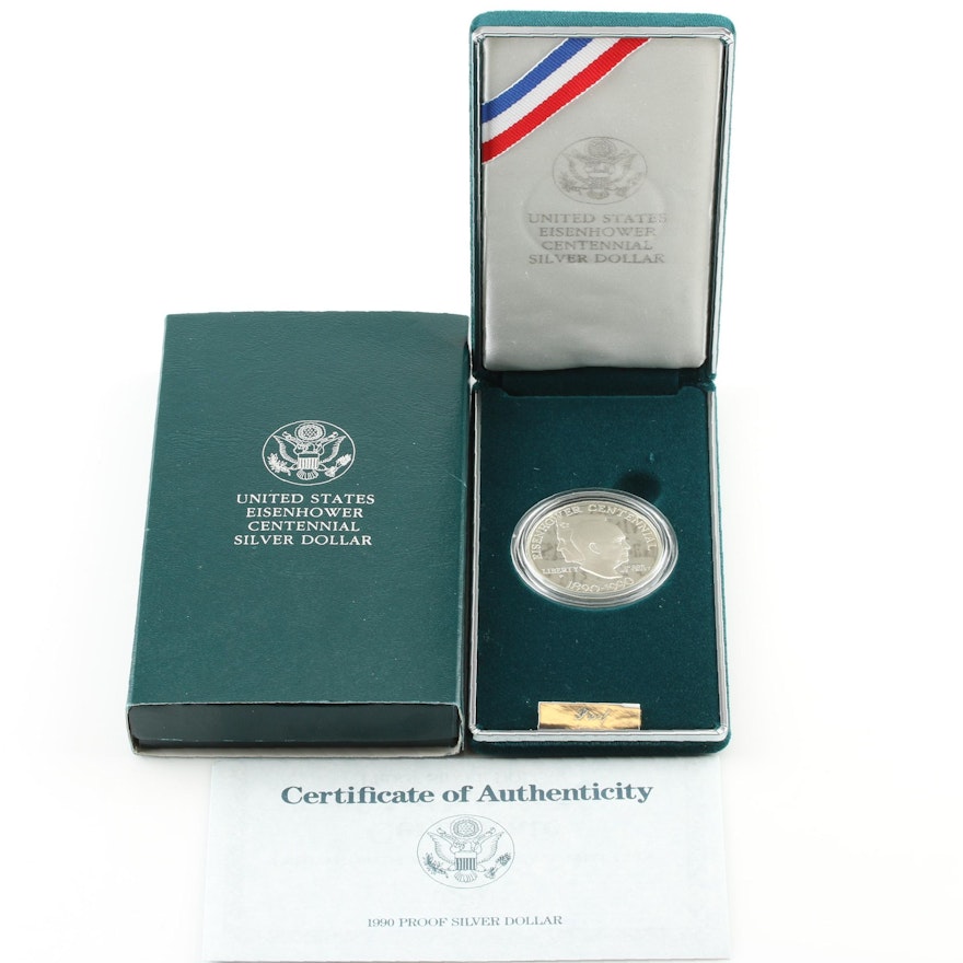 1990-P Eisenhower Centennial Commemorative Proof Silver Dollar