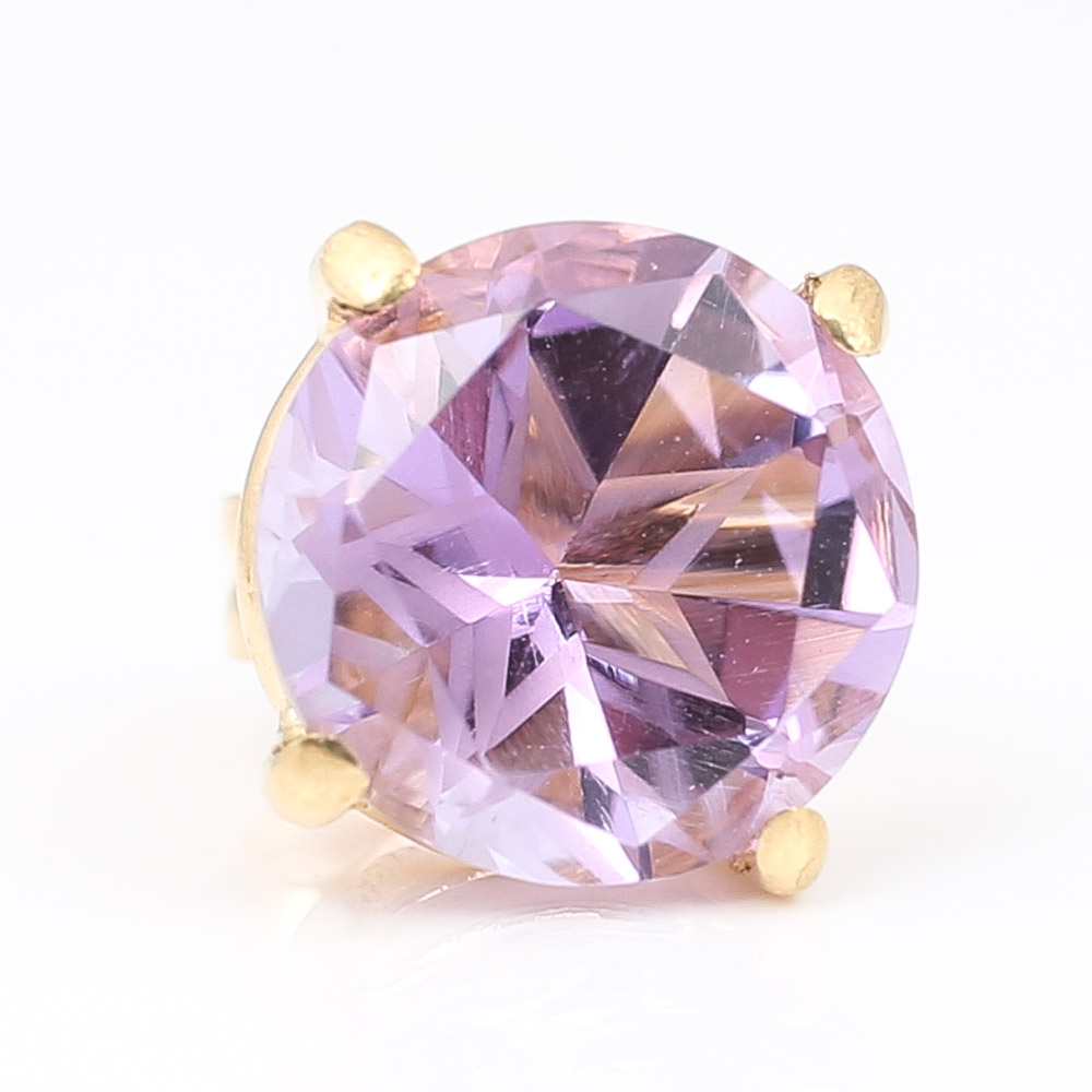 14K Yellow Gold Amethyst "Star" Pattern Stud Earrings