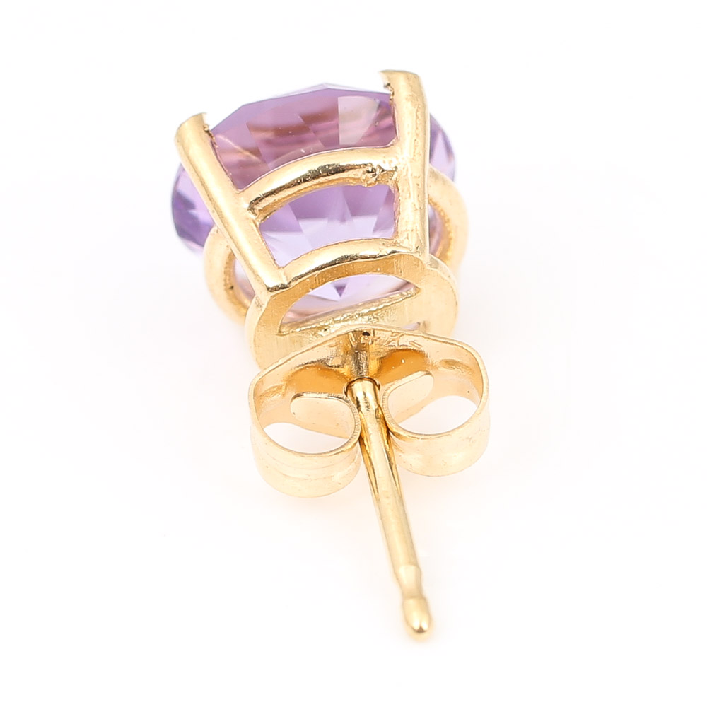 14K Yellow Gold Amethyst "Star" Pattern Stud Earrings