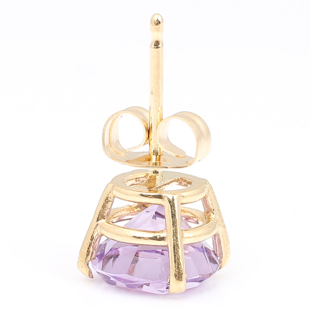 14K Yellow Gold Amethyst "Star" Pattern Stud Earrings