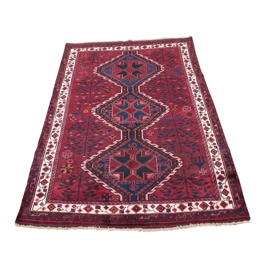 Vintage Hand-Knotted Persian Karaja Heriz Wool Area Rug