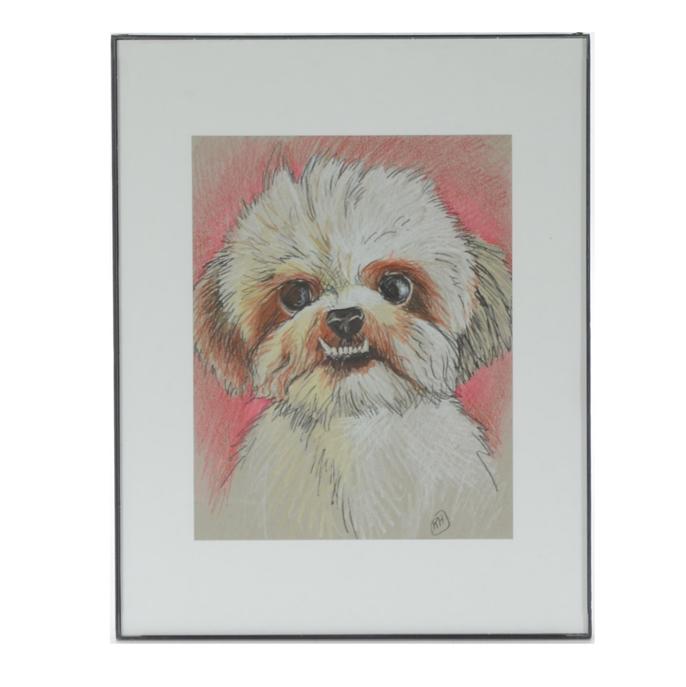 Ross Hayes Original Mixed Media Drawing "Little Dog"