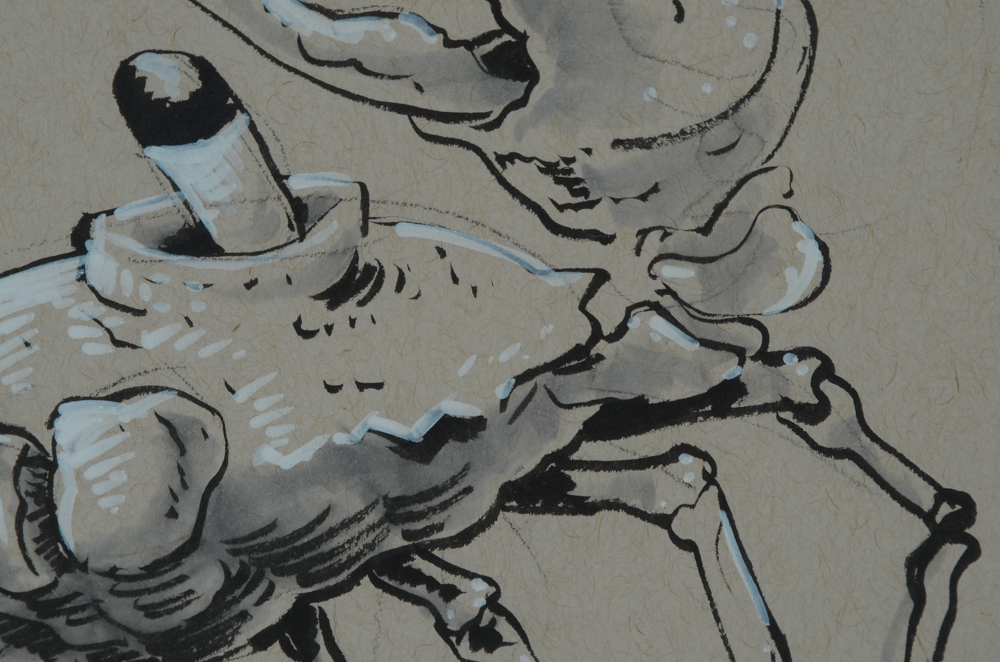 Ross Hayes Original Mixed Media Drawing of a Crab