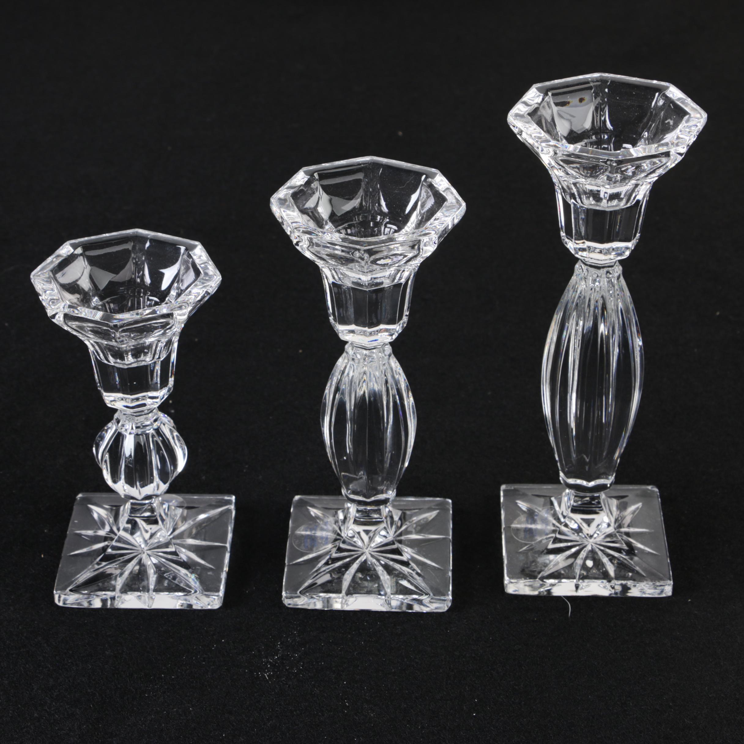 Skruf Swedish Crystal Glasses with Royal Limited Candlesticks