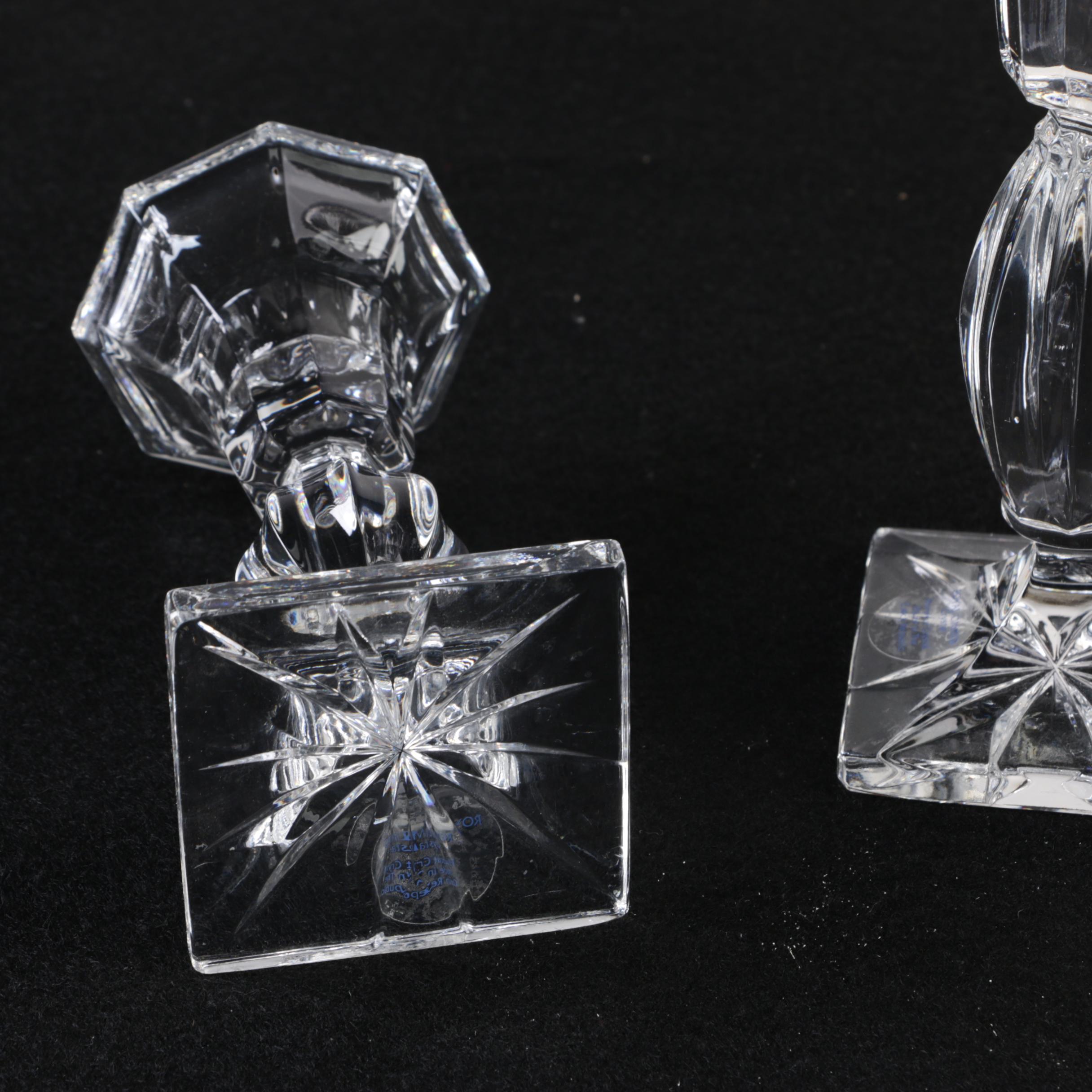 Skruf Swedish Crystal Glasses with Royal Limited Candlesticks