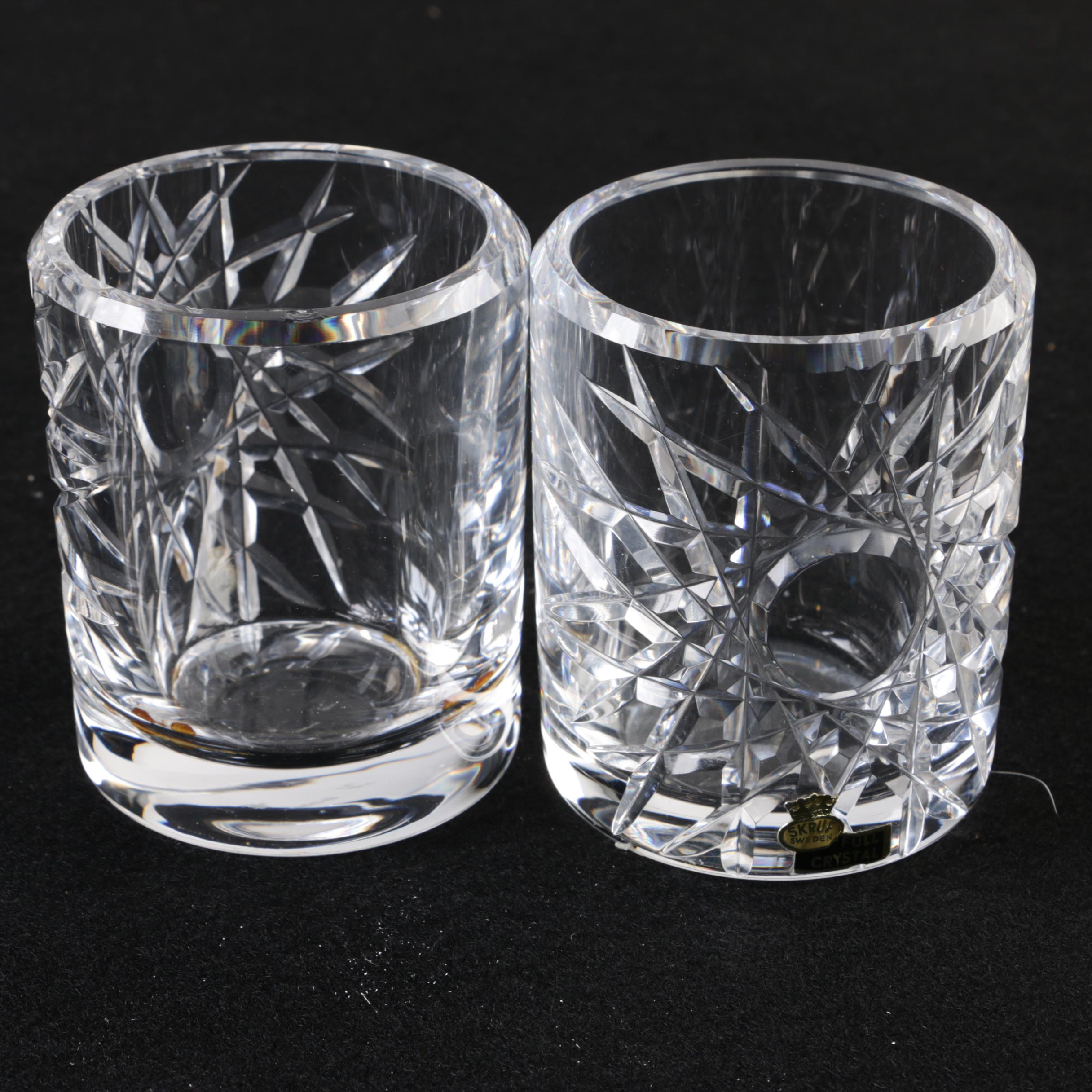 Skruf Swedish Crystal Glasses with Royal Limited Candlesticks