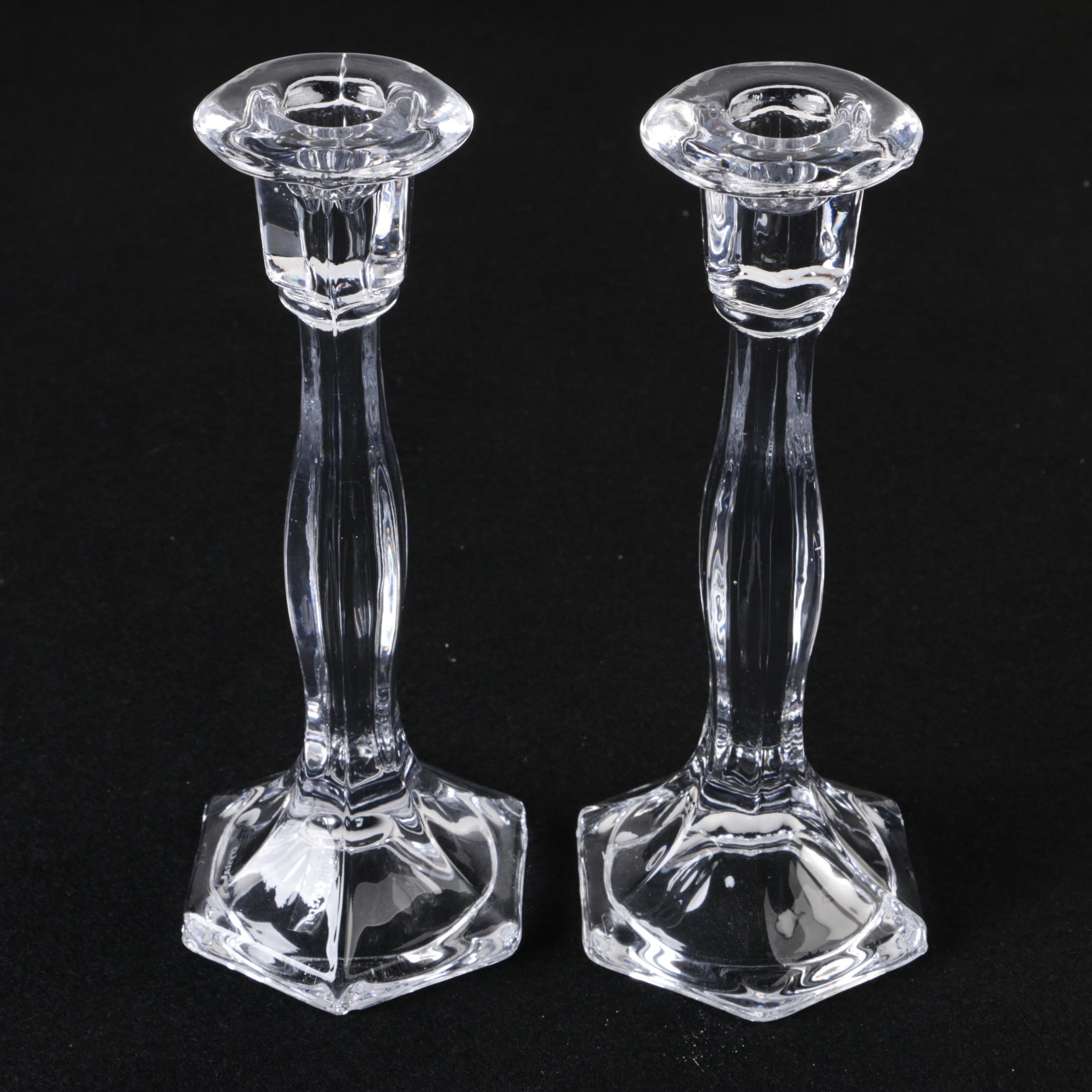 Skruf Swedish Crystal Glasses with Royal Limited Candlesticks