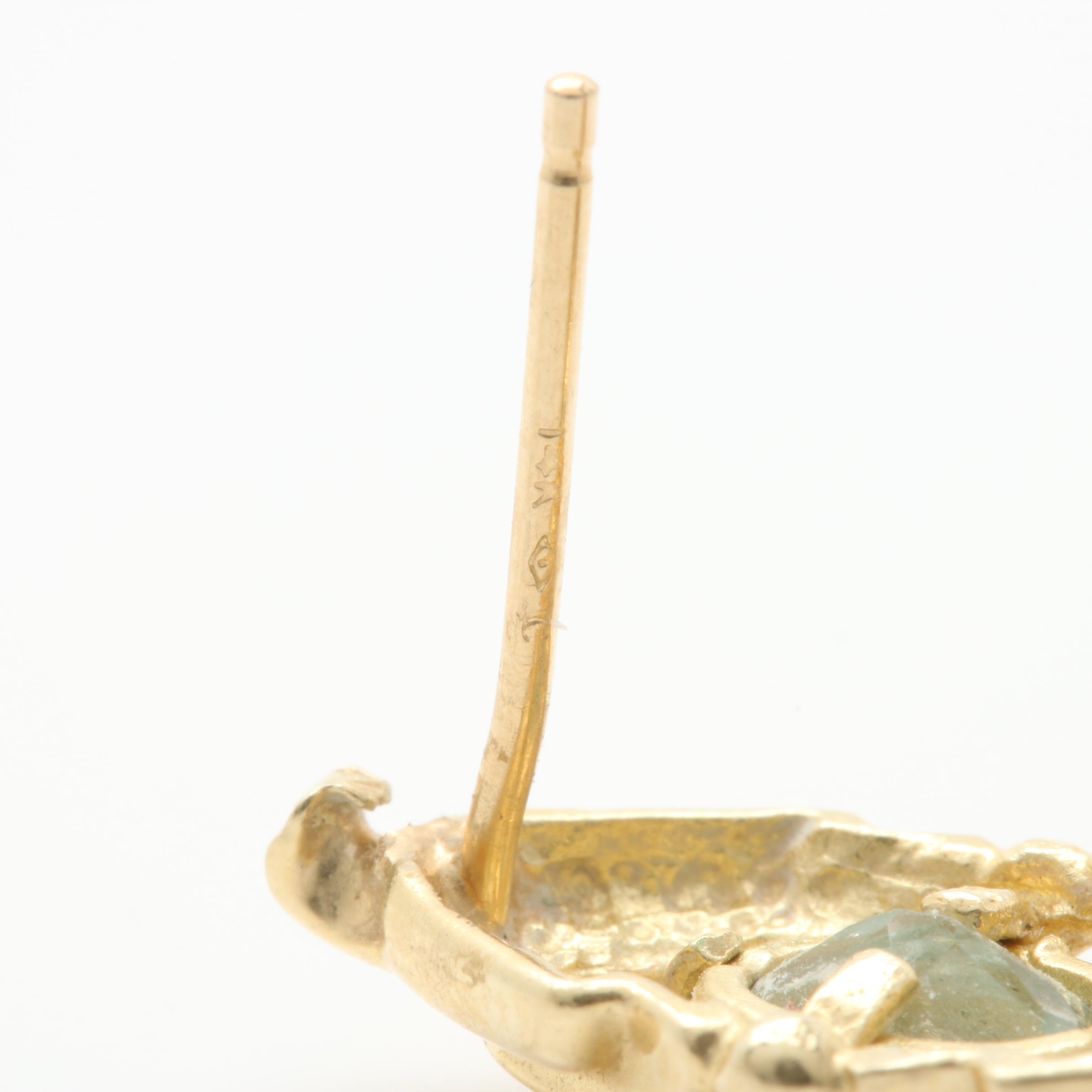 14K Yellow Gold Citrine, Amethyst and Blue Topaz Earrings